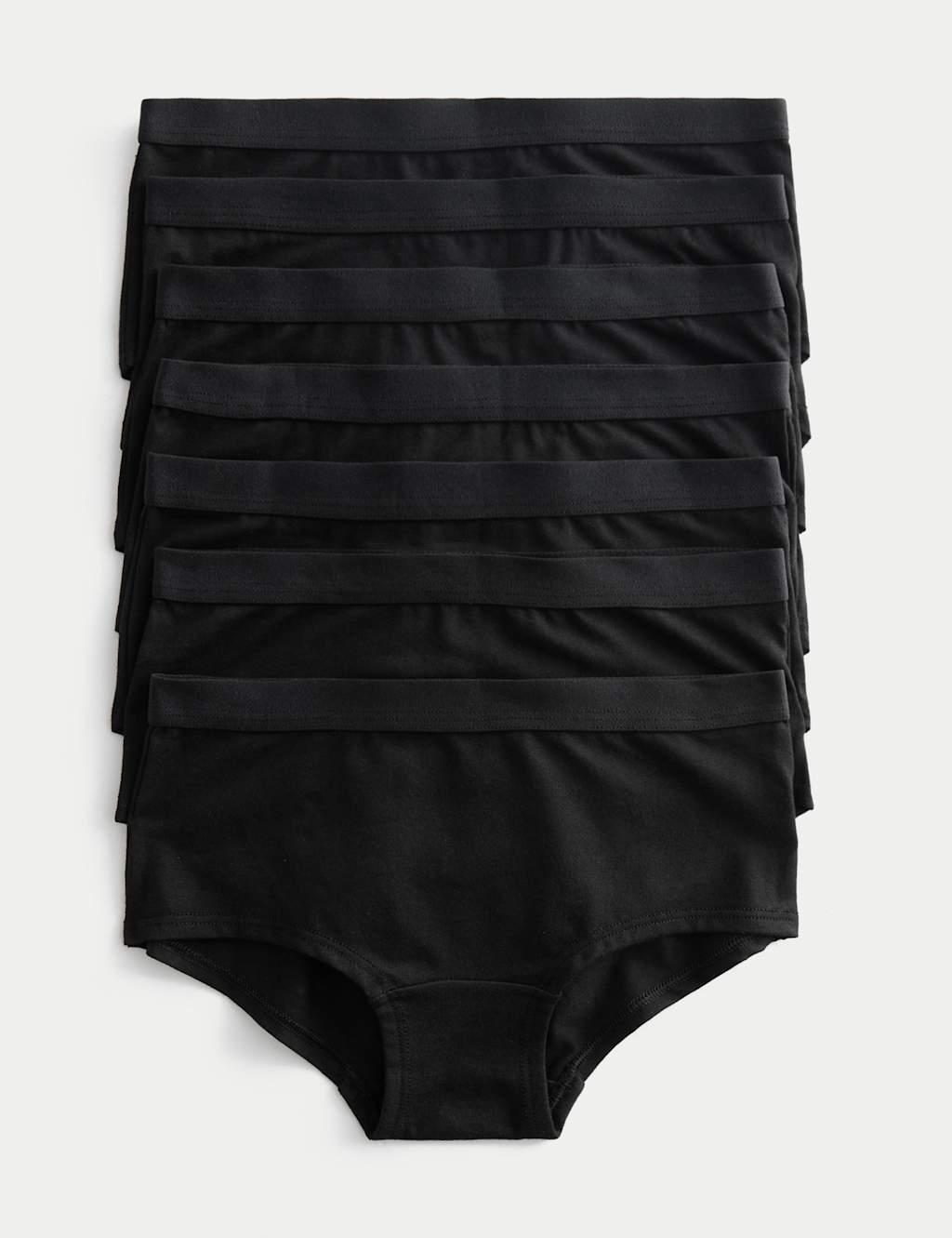 M&S 7pk Cotton Rich Shorts (5-16 Yrs) Black