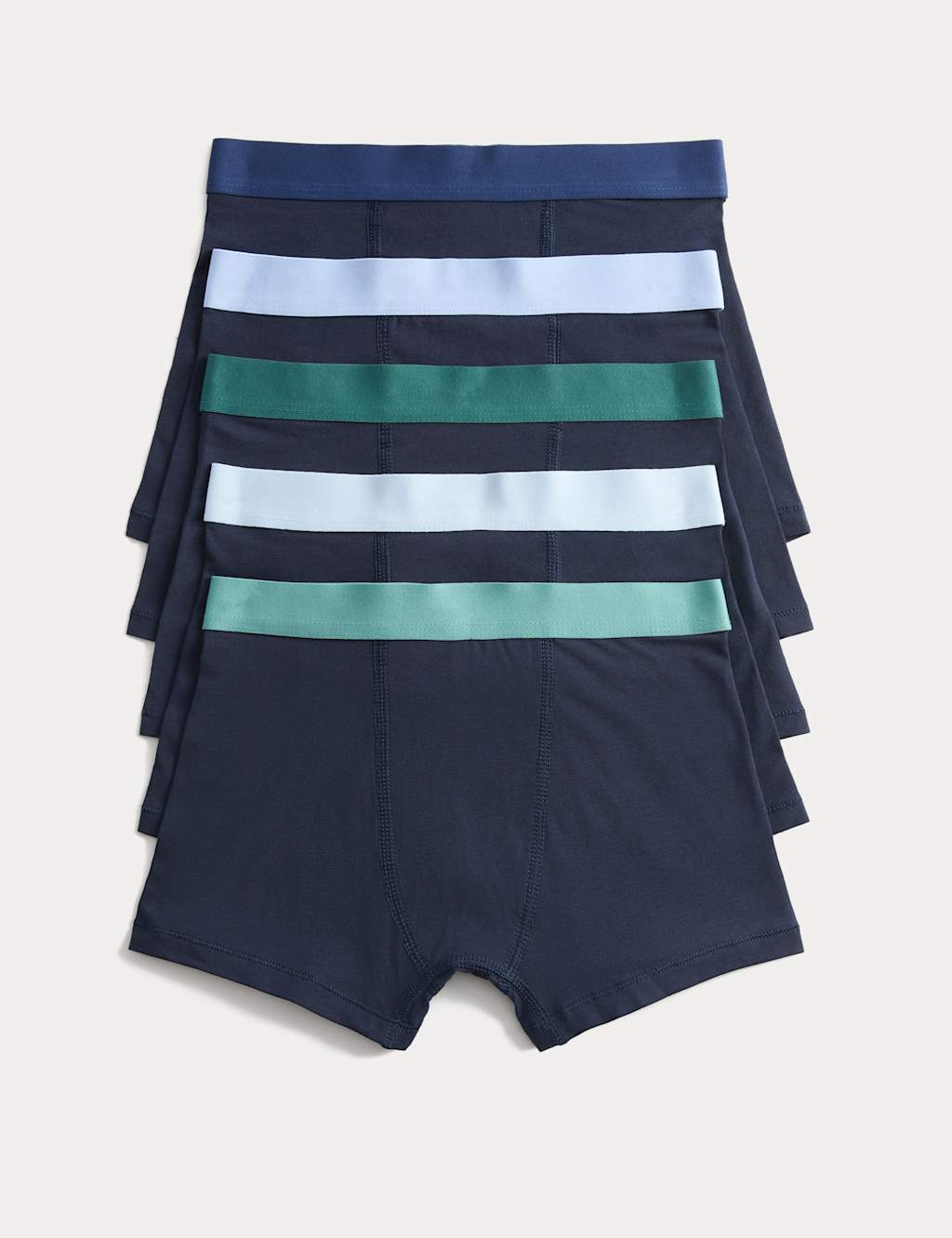 M&S 5pk Cotton Rich Trunks (5-16 Yrs) Black Mix