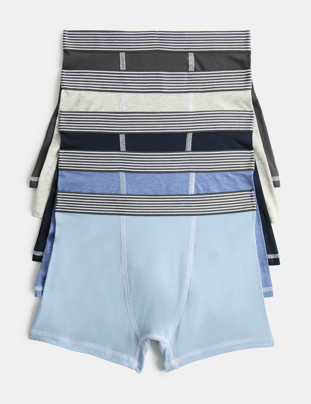 M&S Boys 5 Pack Cotton Rich Nautical Trunks (5-16 Yrs) - 5-6 Years - Blue Mix