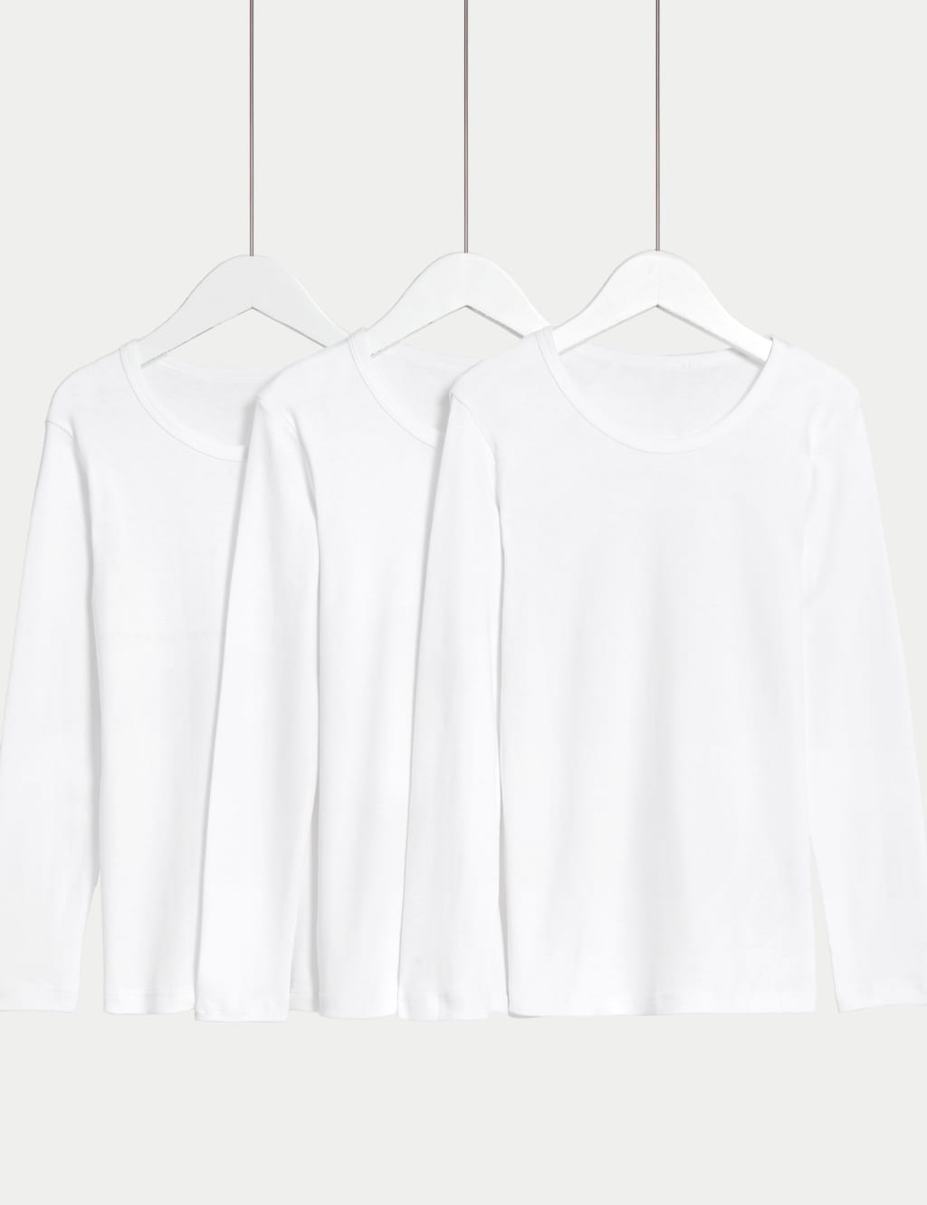 3pk Pure Cotton Long Sleeve Vests (2-14 Yrs)