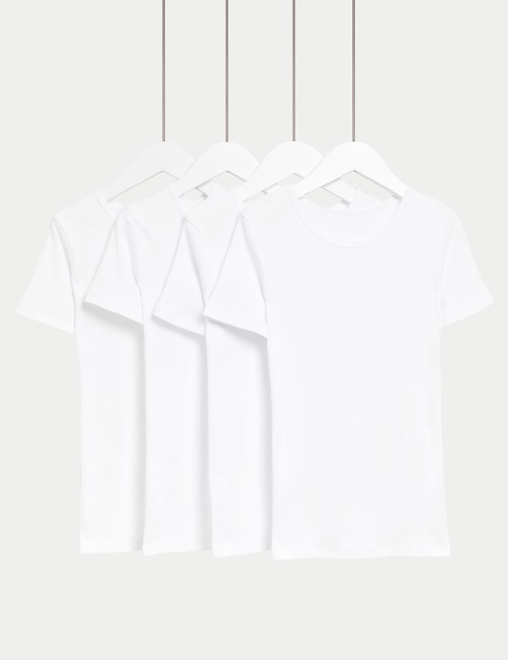 M&S 4pk Pure Cotton Short Sleeve Vests (2-14 Yrs) White