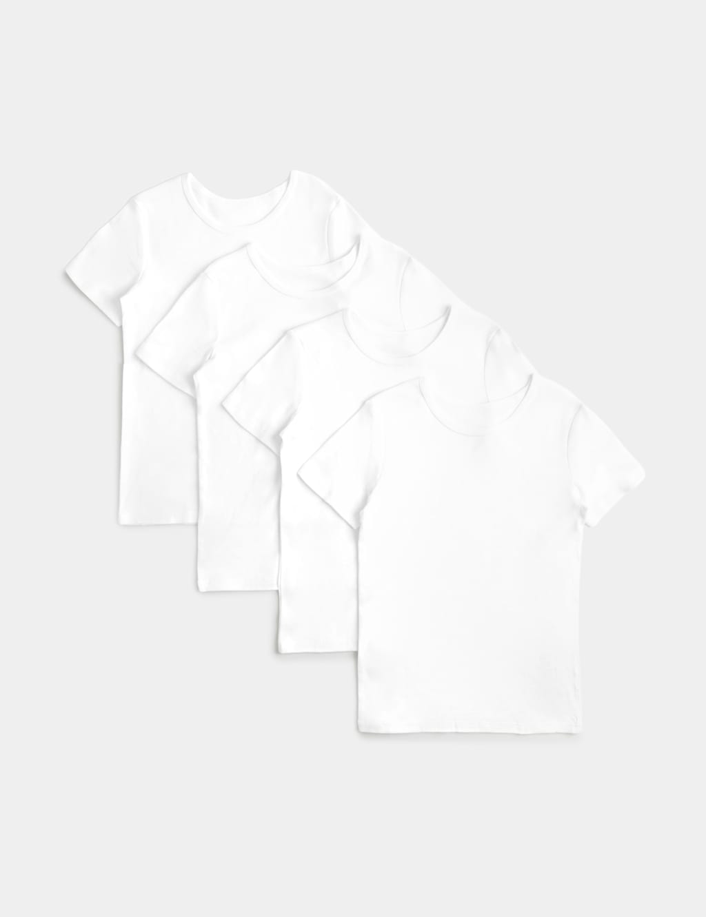 M&S Boys 4 Pack Pure Cotton Vests (2-14 Yrs) - 3-4 Years - White