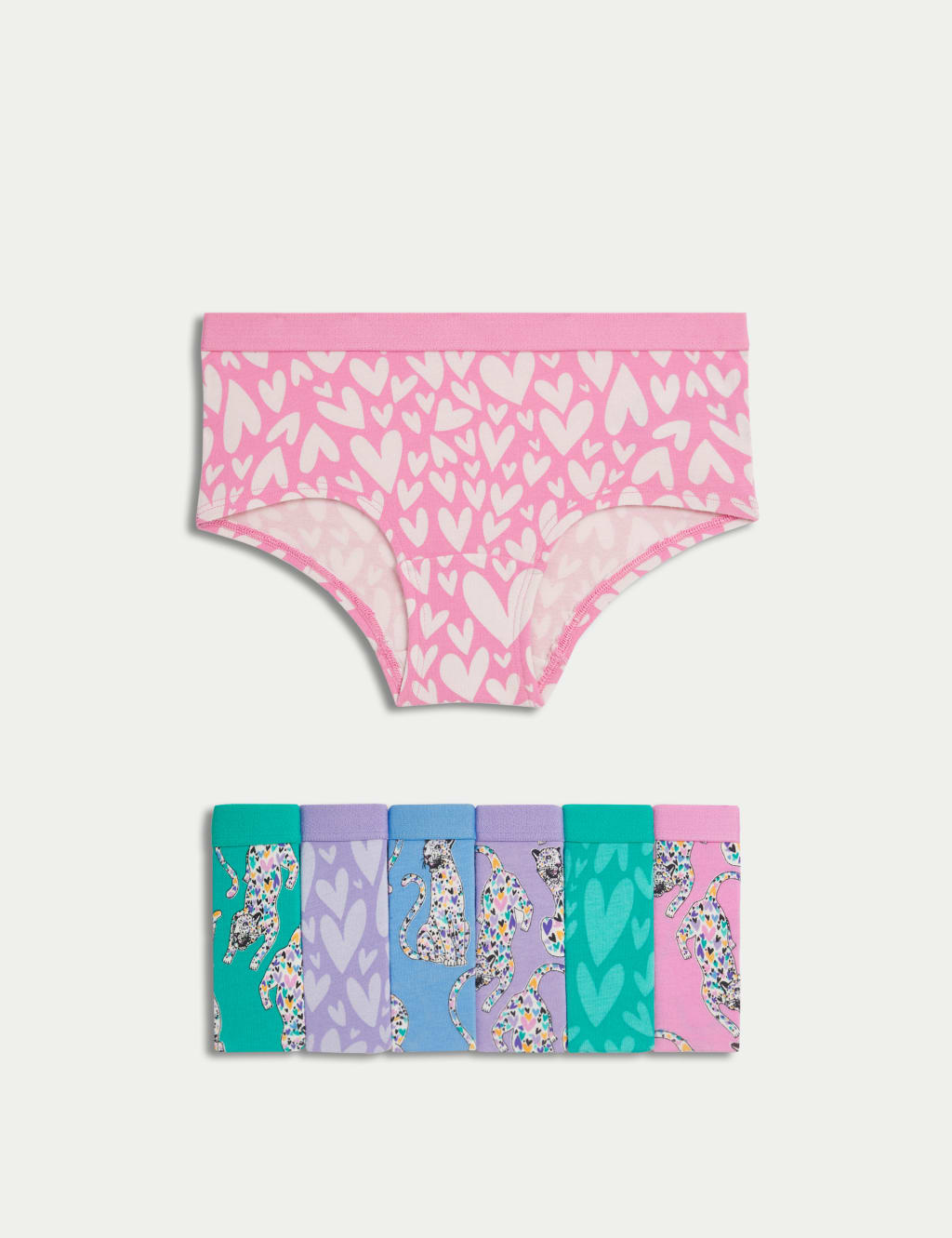 7pk Cotton with Stretch Leopard Shorts (5-16 Yrs)