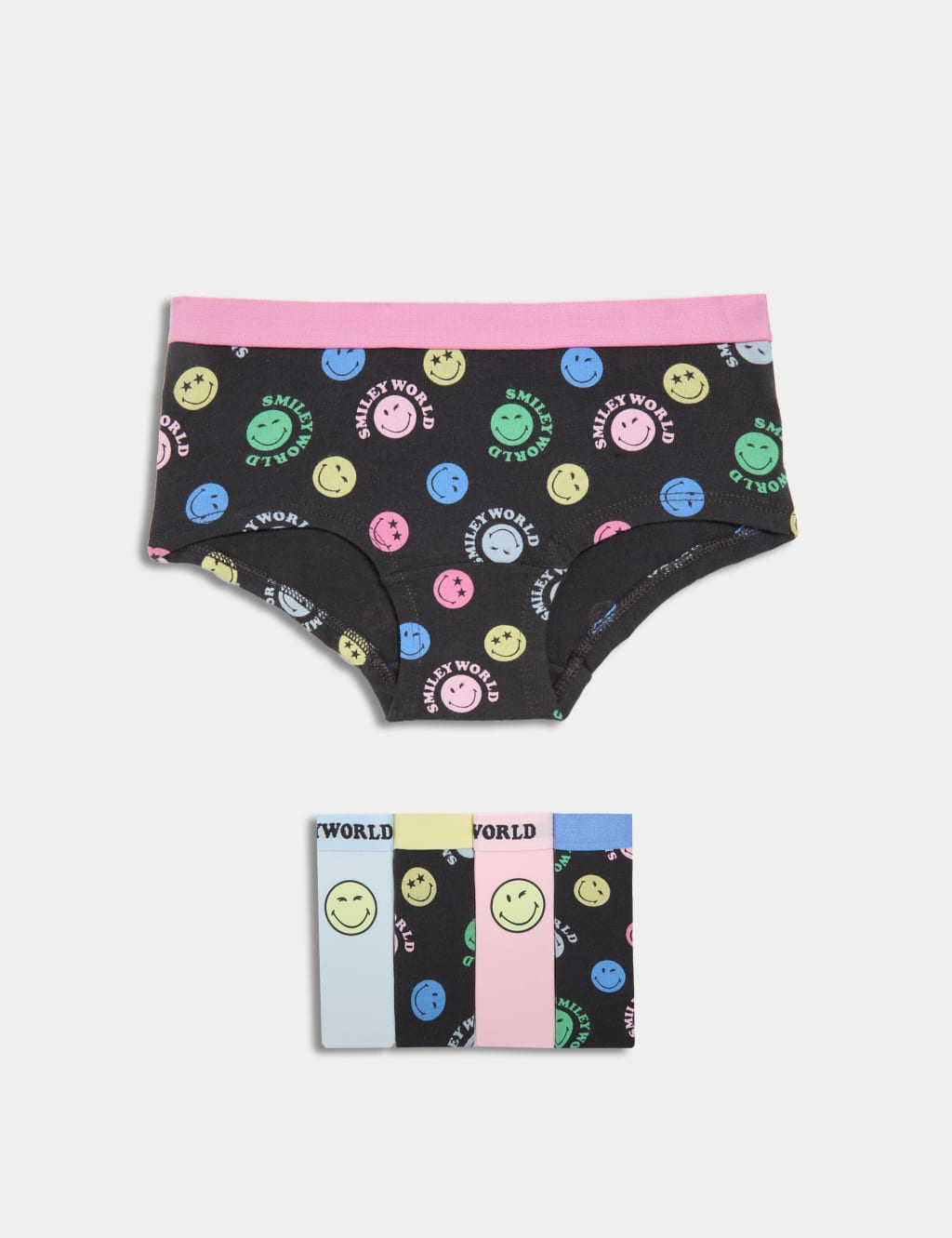 5pk Cotton with Stretch SmileyWorld® Shorts (5-16 Yrs)