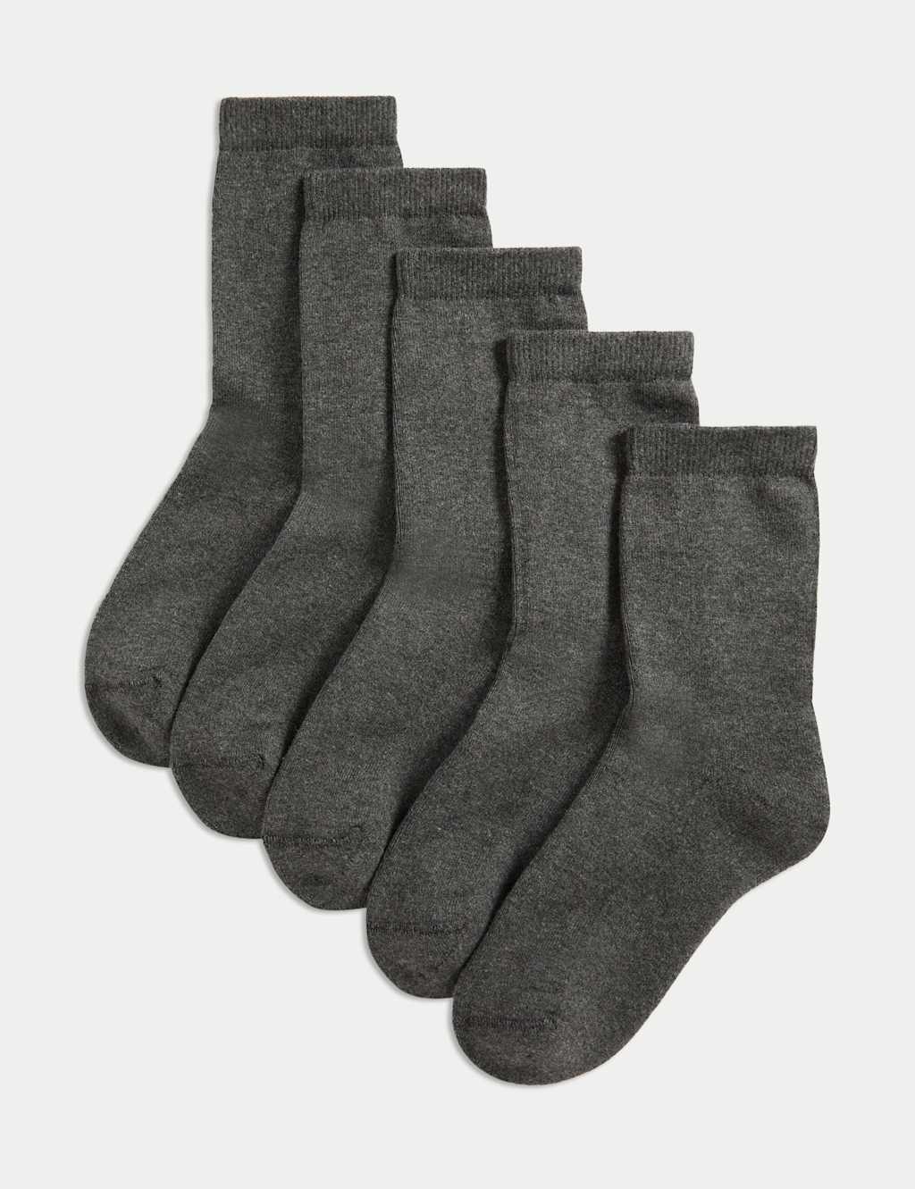 M&S 5pk Ultimate Comfort Cotton Blend Socks Grey