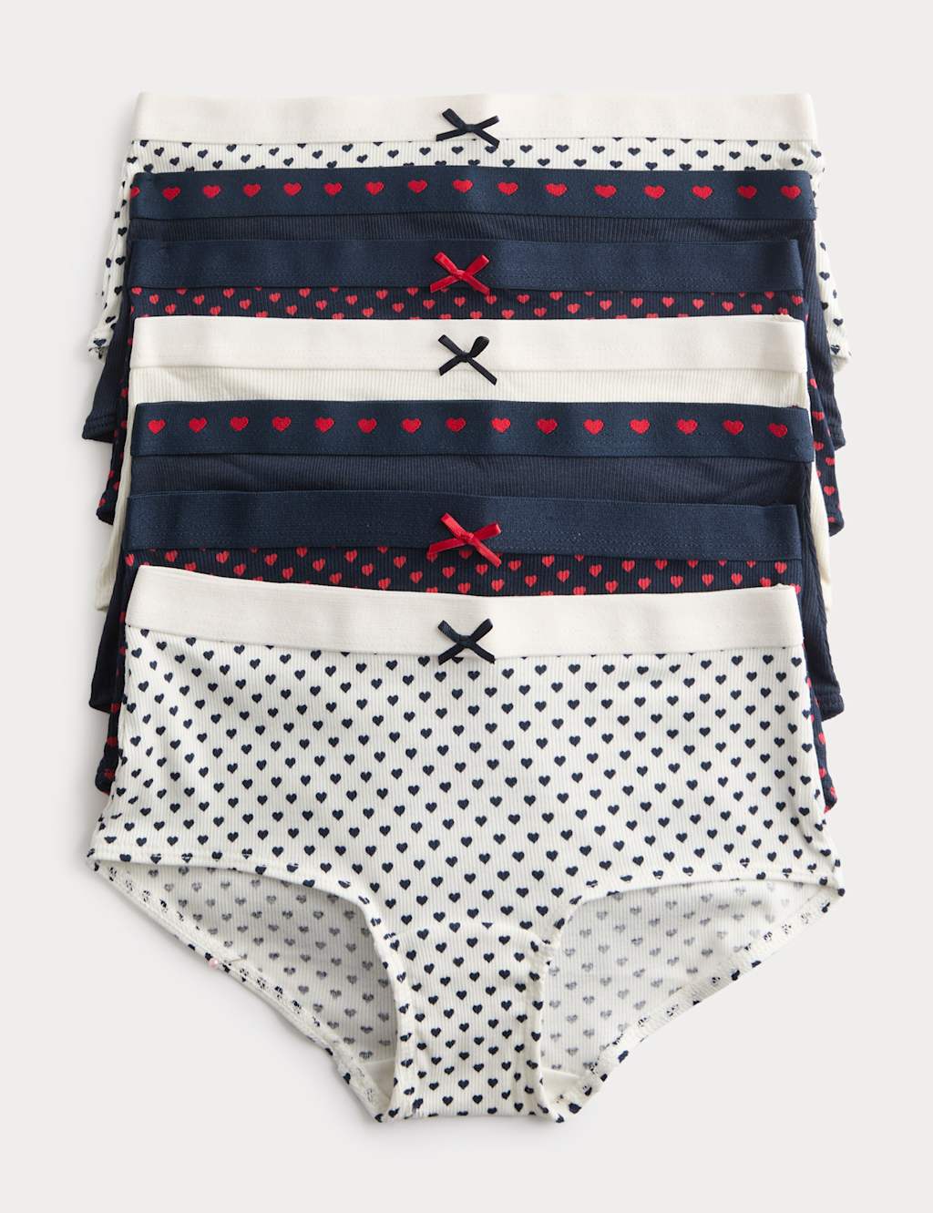 M&S 7 Pack Cotton Rich Heart Shorts with Stretch (5-16 Years) Multi