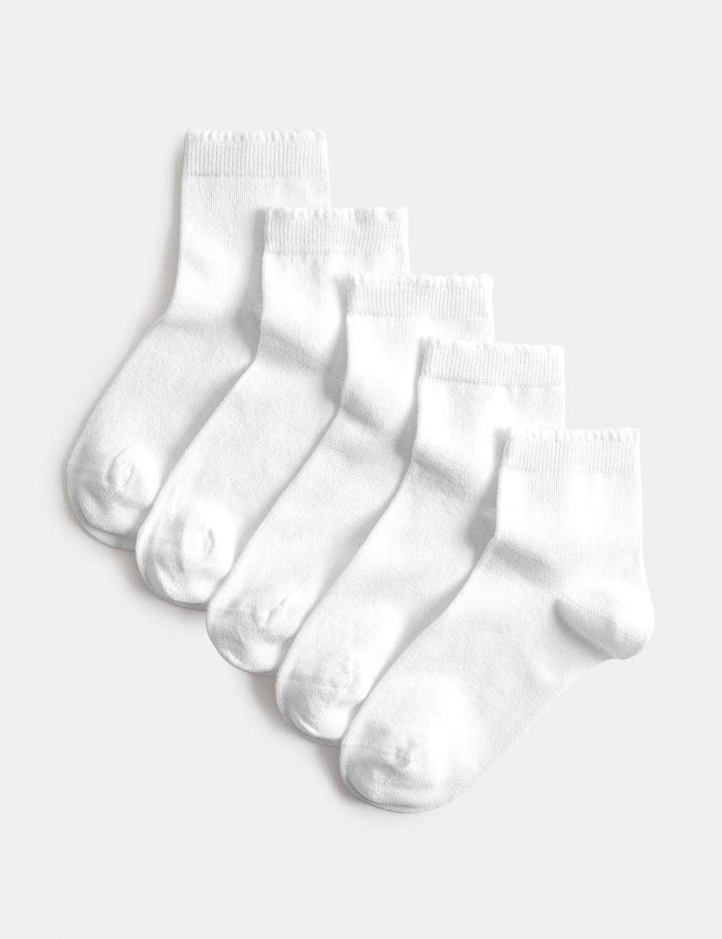 M&S Girls 5 Pack Cotton Rich Socks (6 Small-7 Large) - 4-7 - White