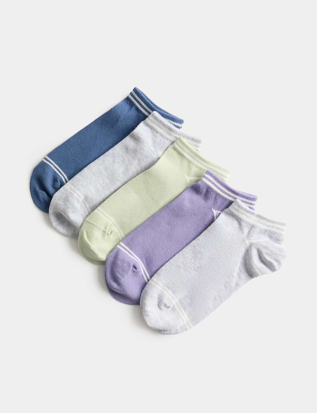 M&S Boys 5 Pack Cotton Rich Trainer Liners (6 Small - 7 Large) - 4-7 - Grey Mix
