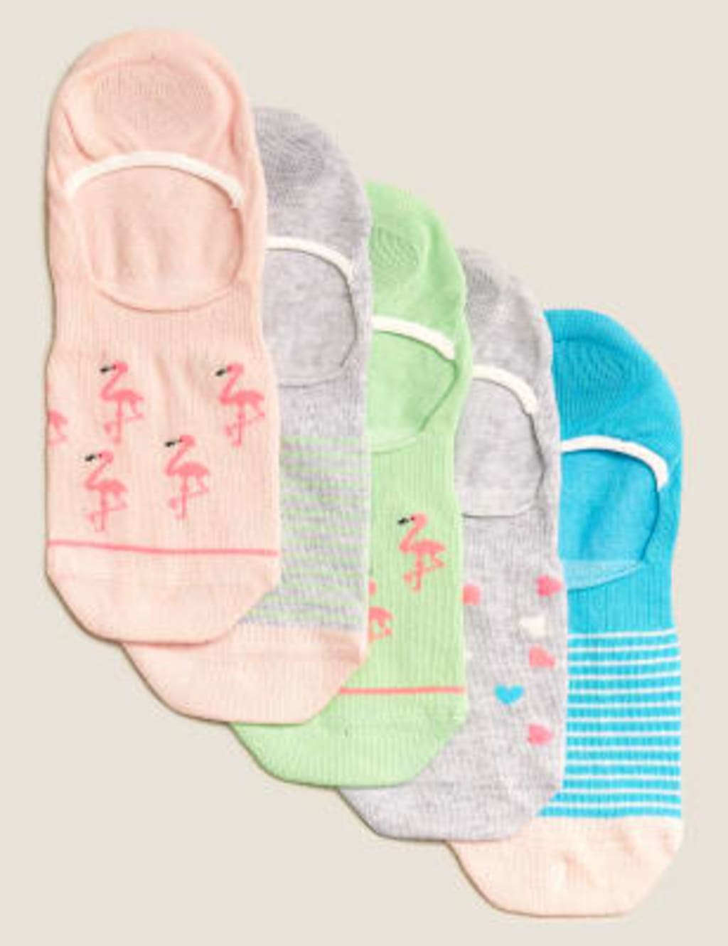 5pk Cotton Flamingo Trainer Liners
