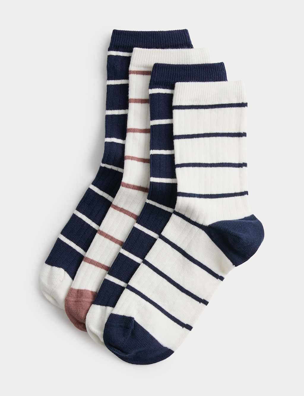 M&S Boys 4 Pack Coloured Rib Stripe Socks (6 Small-7 Large) - 6-8 ½ - Multi