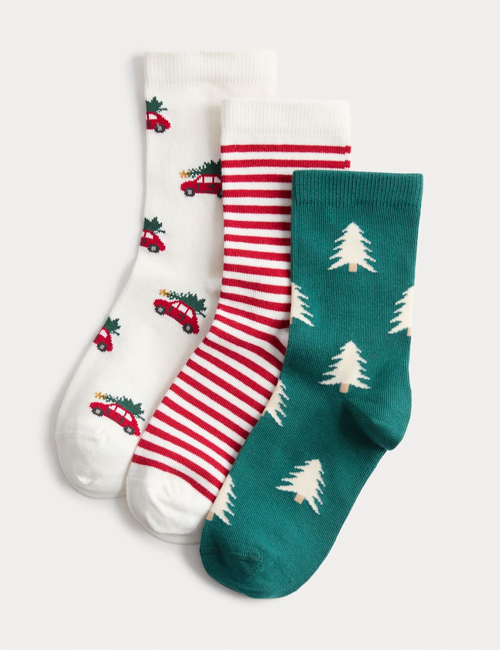 M&S 3pk Cotton Rich Christmas Socks (6 Small - 7 Large) Multi