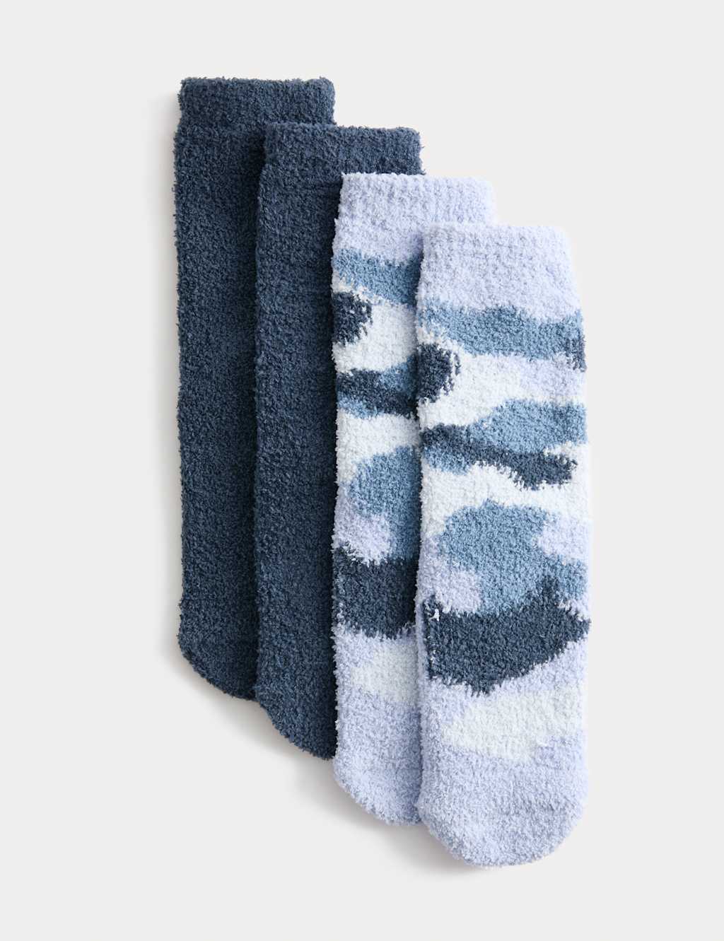 M&S 2 Pack Cosy Camo Slipper Socks (6 Small -7 Large) Grey Mix