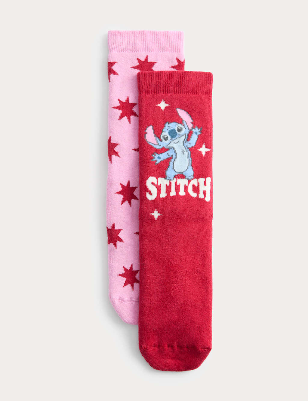 M&S 2 Pack Cotton Rich Lilo & Stitch Slipper Socks (6 Small - 7 Large) Multi