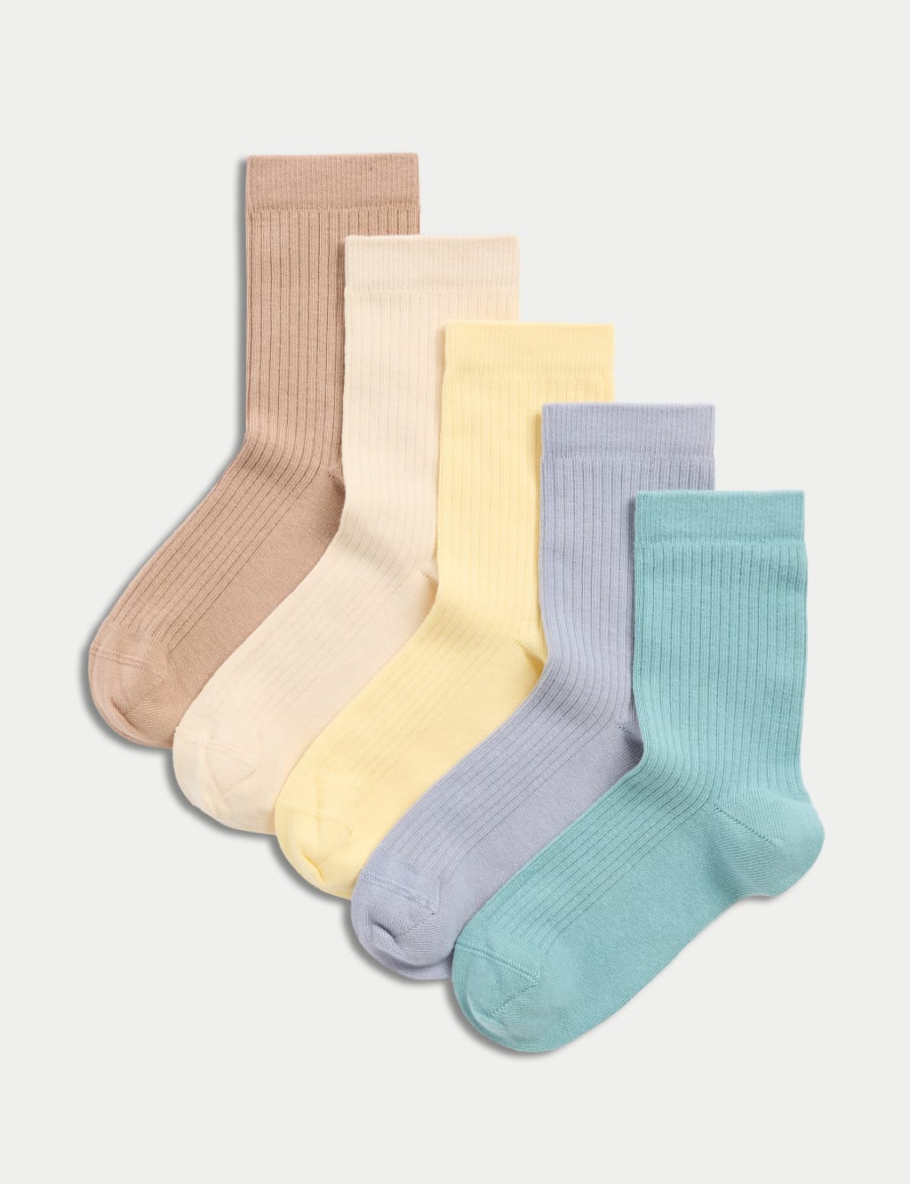 5pk Cotton Rich Ribbed Socks (6 Small - 7 Large)