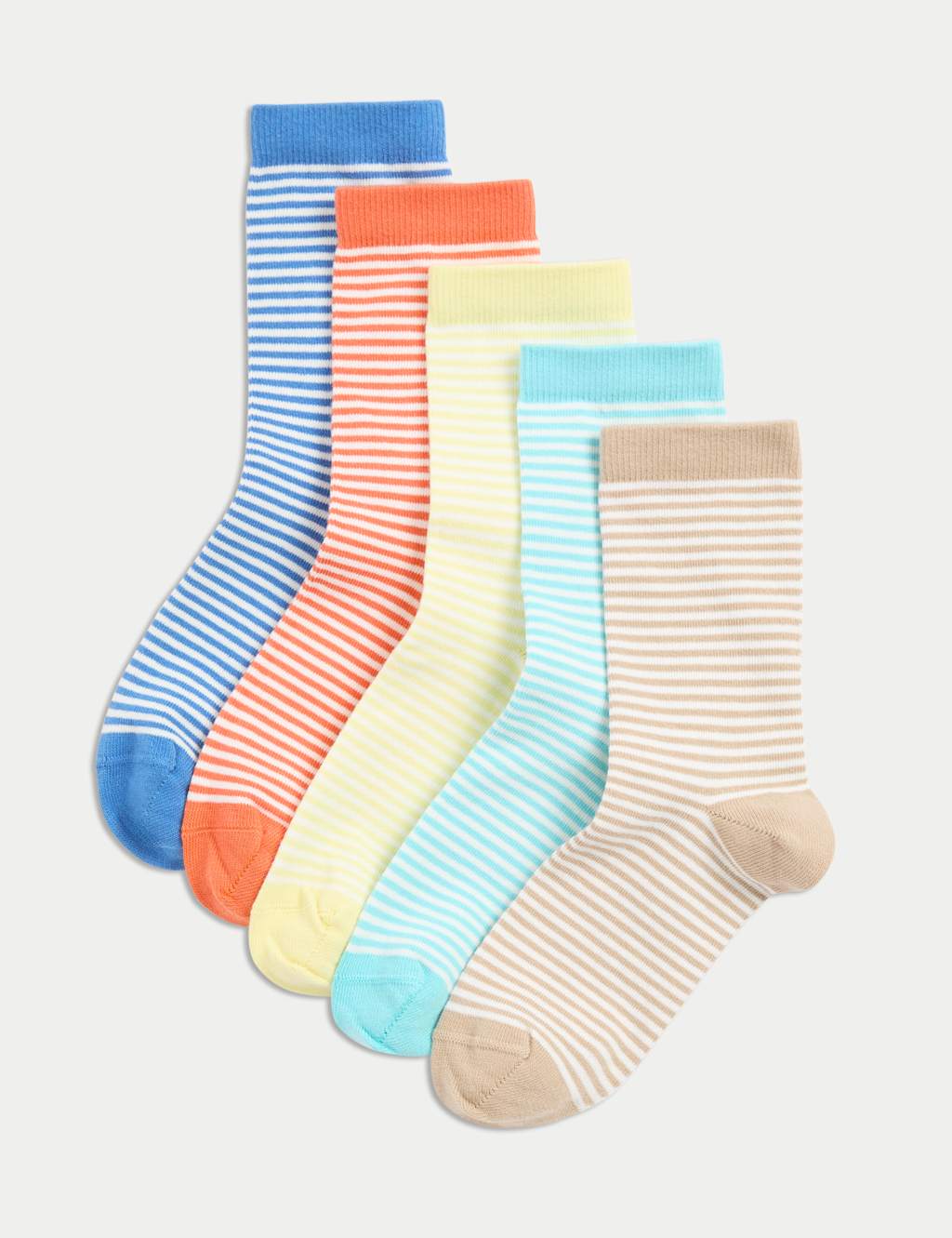 5pk Cotton Rich Striped Socks (6 Small - 7 Large)