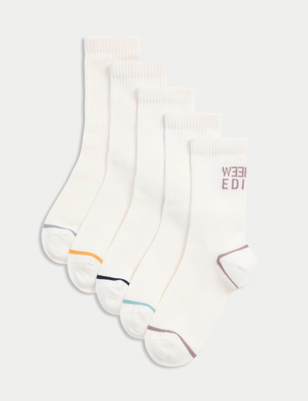 5pk Cotton Rich Ribbed Sports Socks (6 Small - 7 Large)