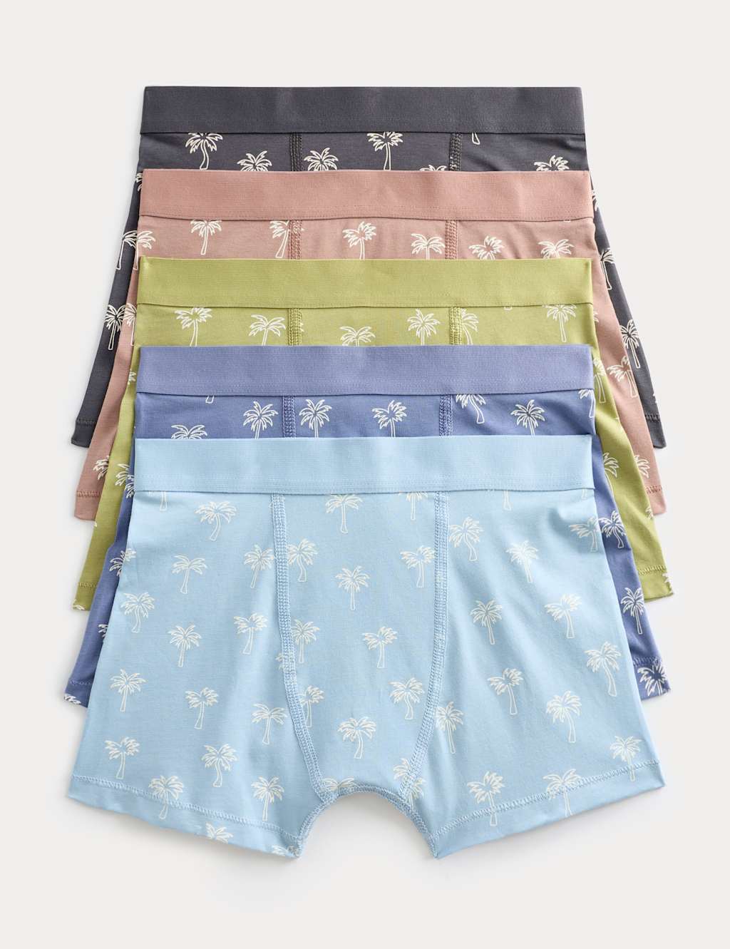 M&S Boys 5 Pack Cotton Rich Patterned Trunks (5-16 Yrs) - 6-7 Years - Multi