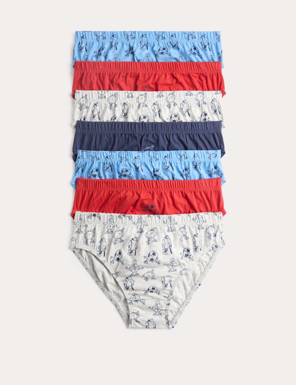 M&S Boys 7 Pack Pure Cotton Sports Print Briefs (18 Mths-14 Yrs) - 6-7 Years - Multi