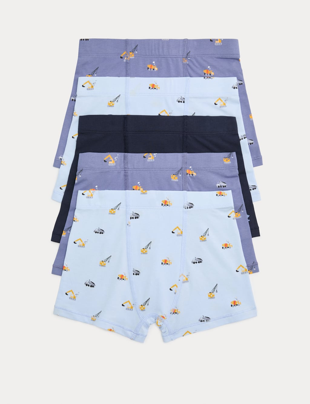 M&S Boys 5 Pack Cotton Rich Construction Trunks (3-10 Yrs) - 4-5 Years - Blue Mix