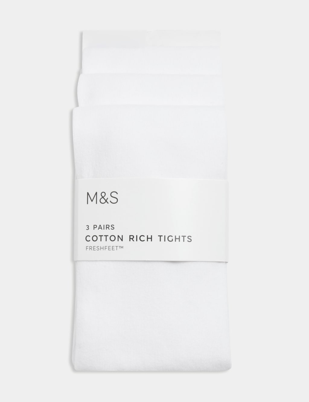 M&S 3pk Cotton Rich School Tights (2-16 Yrs) White