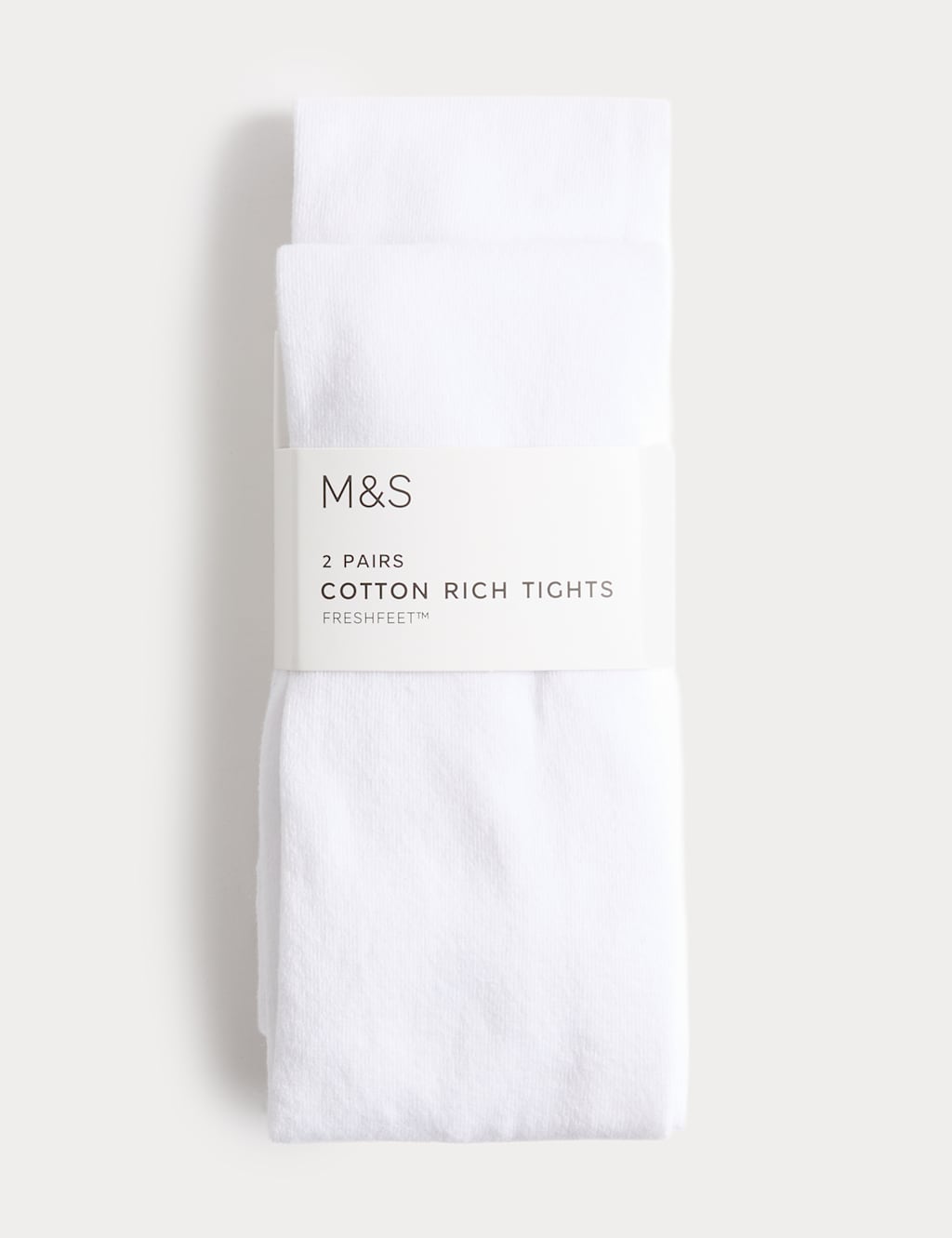 M&S Girls 2 Pack Cotton Rich School Tights (2-16 Yrs) - 3-4 Years - White