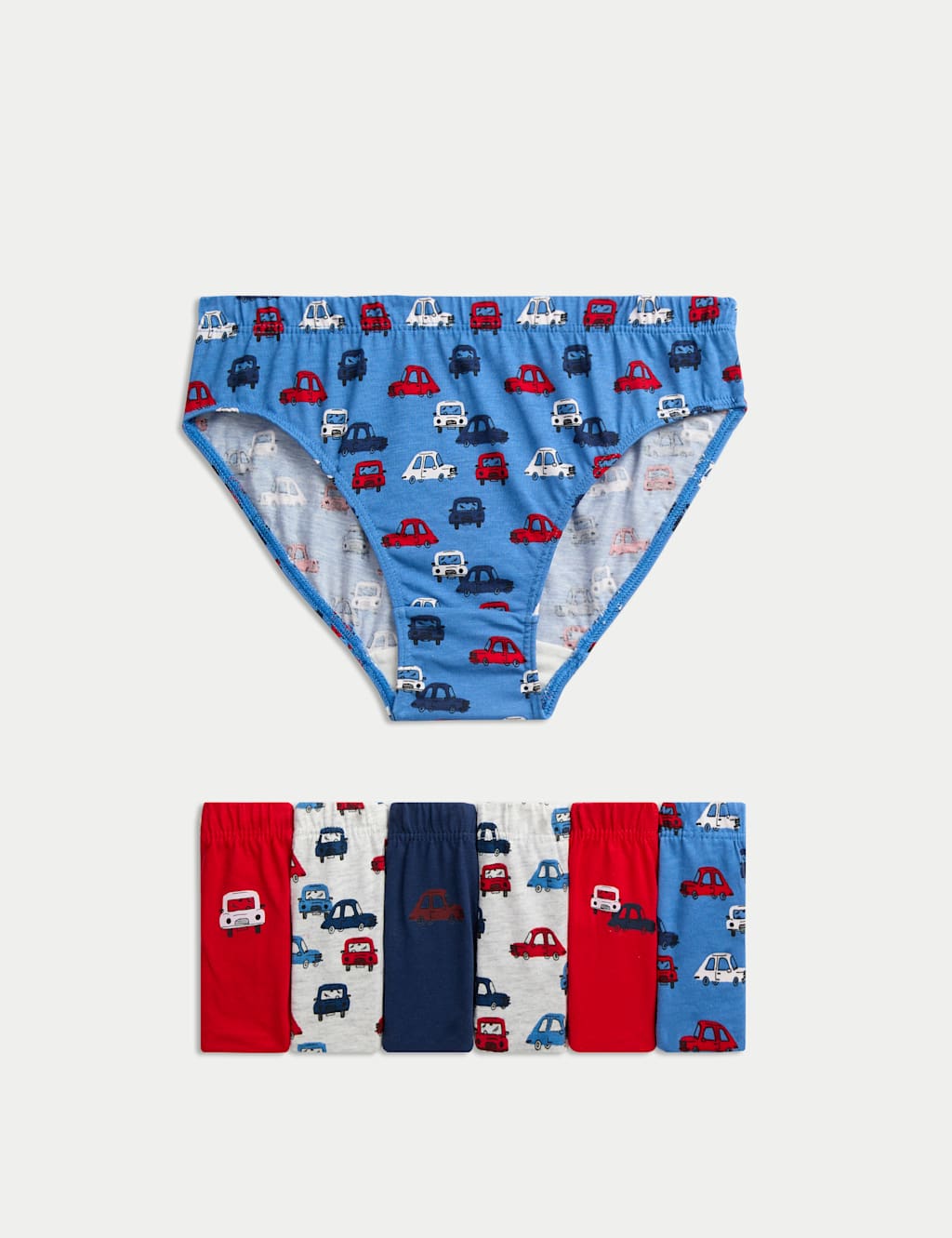7pk Pure Cotton Car Print Briefs (2-8 Yrs)