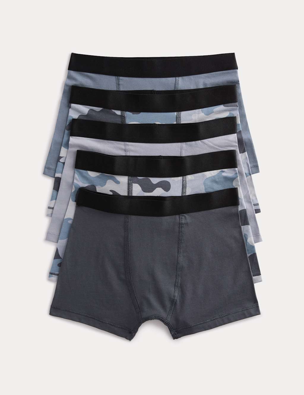 M&S Boys 5 Pack Cotton Rich Camo Trunks (5-16 Yrs) - 13-14 Years - Multi