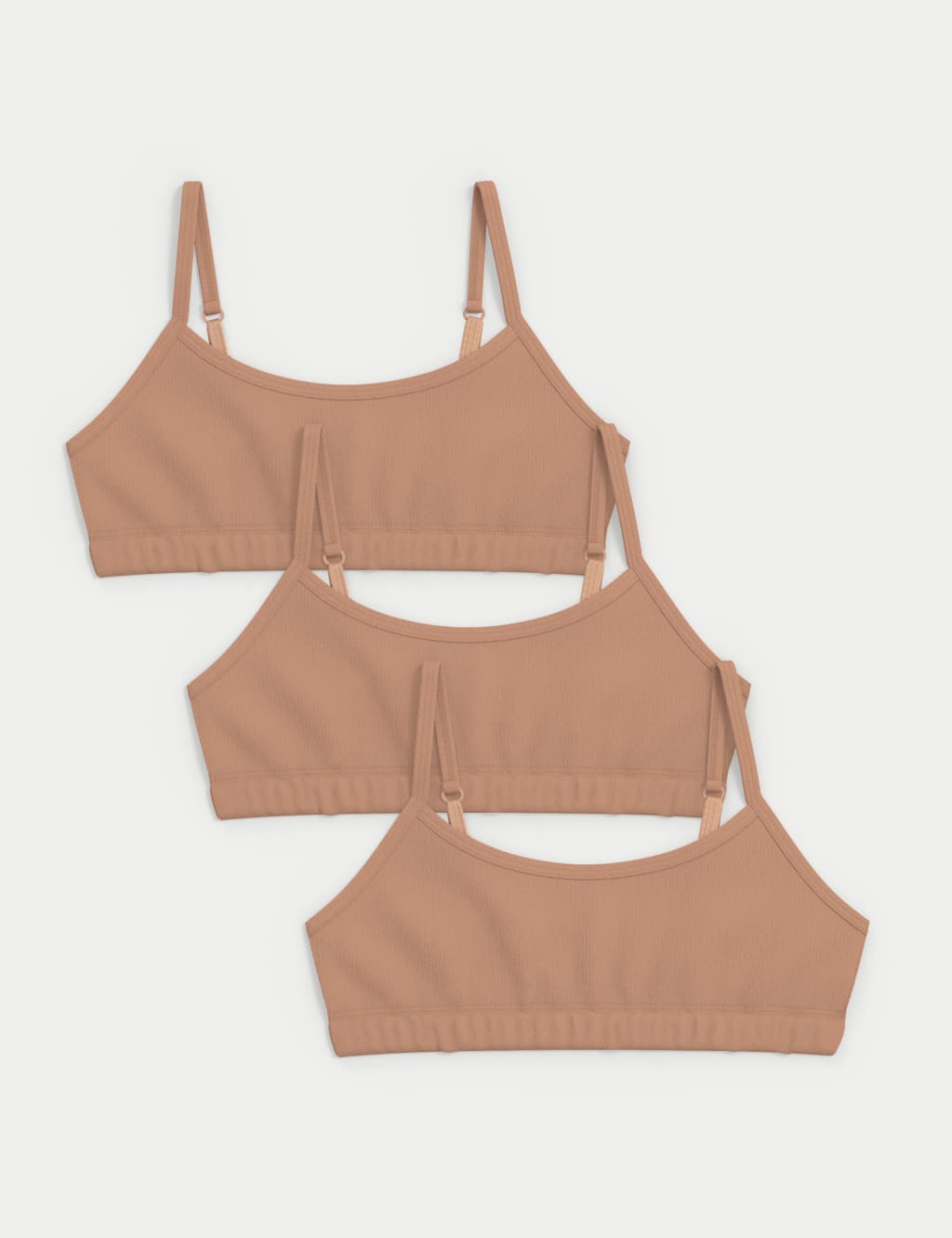 3pk Cotton with Stretch Crop Tops (6-16 Yrs)