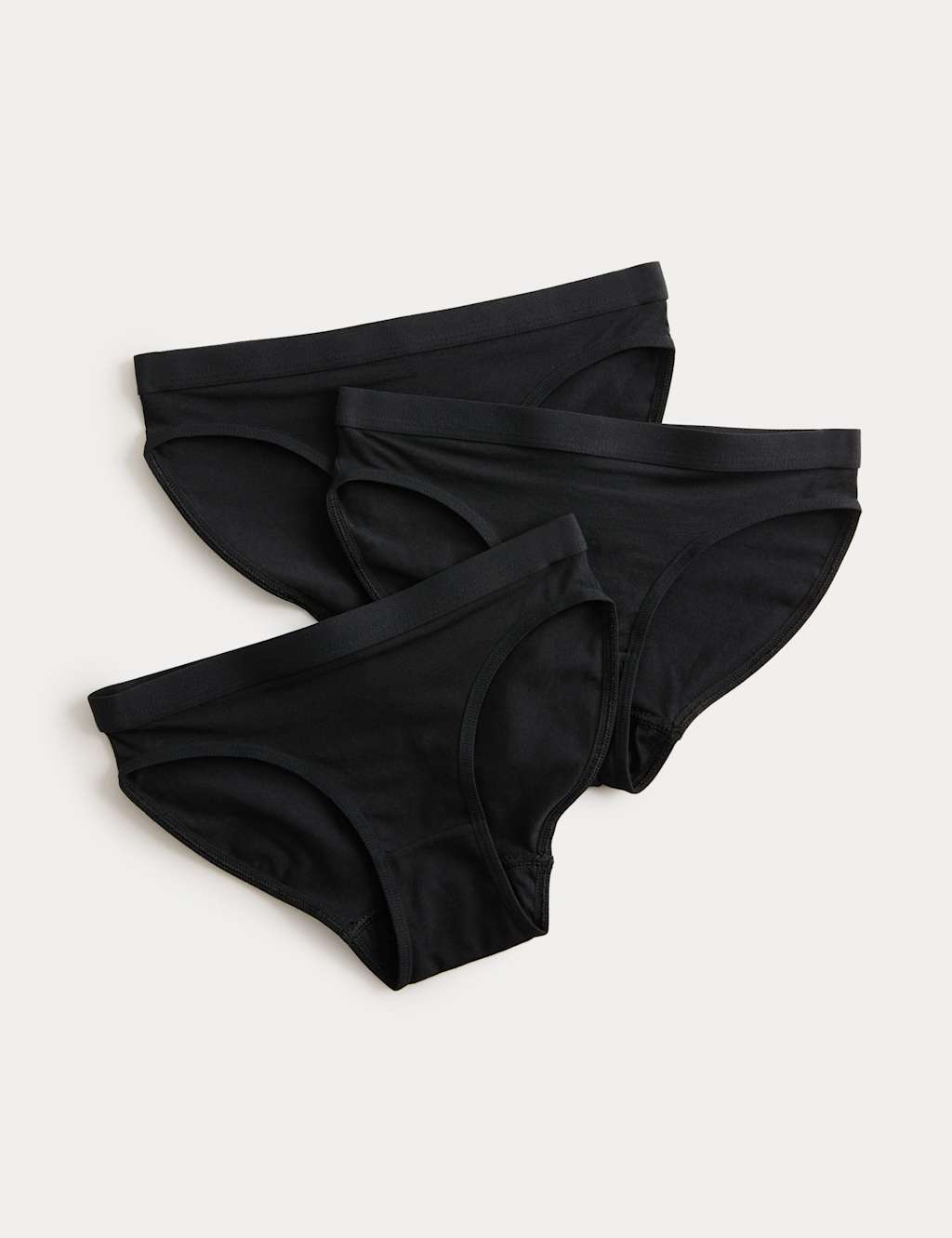 M&S 3pk Cotton with Stretch Bikini Knickers (6-16 Yrs) Black
