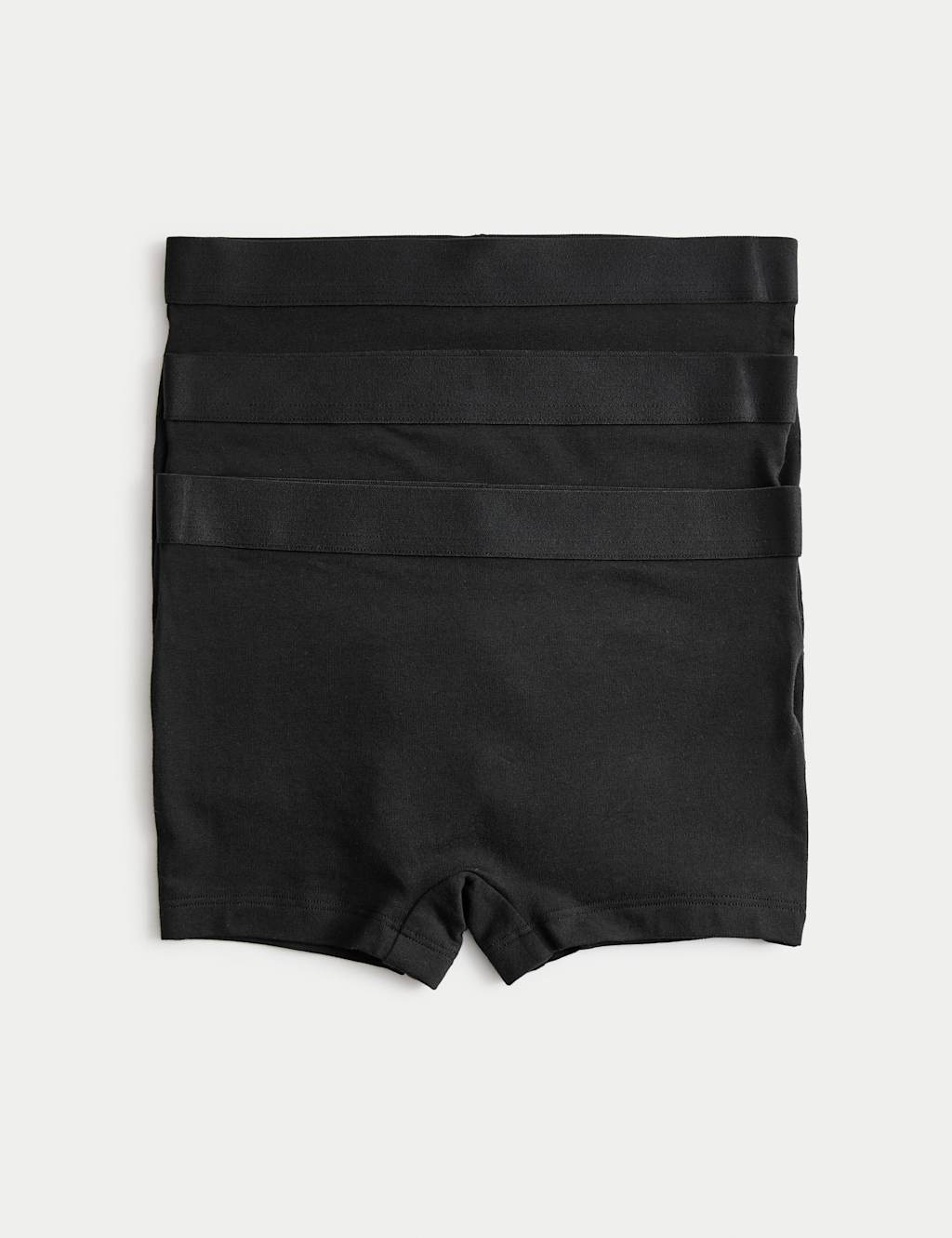 M&S 3pk Cotton with Stretch Boxer Shorts (6-16 Yrs) Black