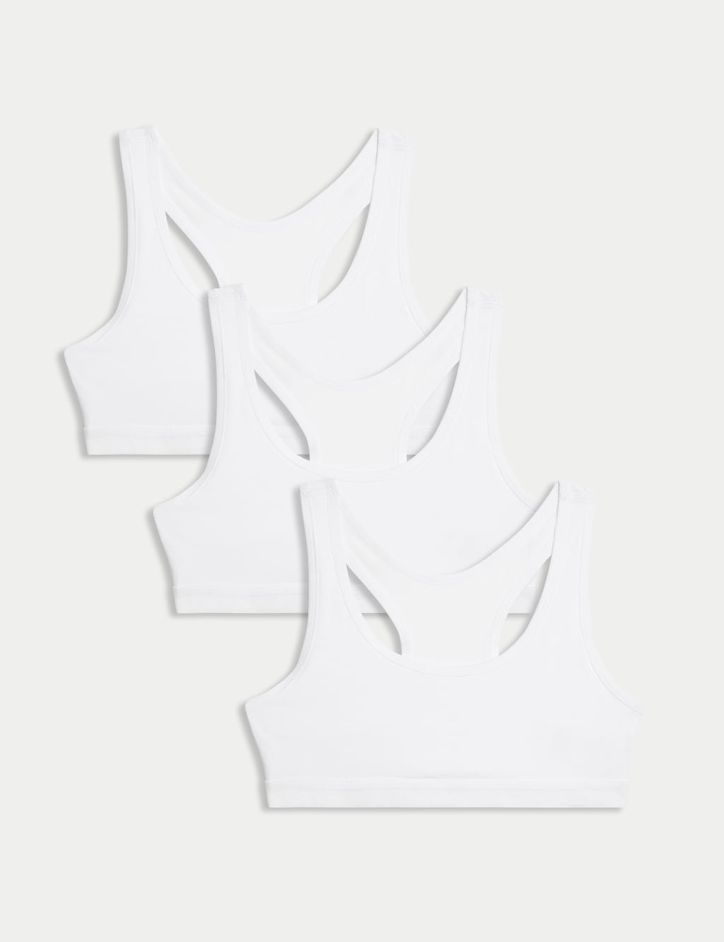 M&S 3pk Cotton Rich Crop Tops (6-16 Yrs) White