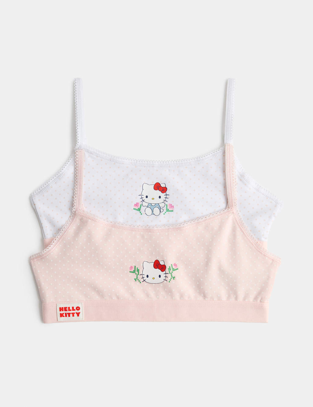 M&S Girls 2 Pack Cotton Rich Hello Kitty Crop Tops (7-16 Yrs) - 13-14 Years - Pink Mix