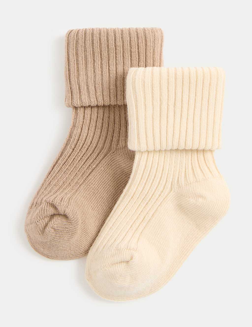 2pk Cotton Rich Ribbed Socks (7lbs-3 Yrs)