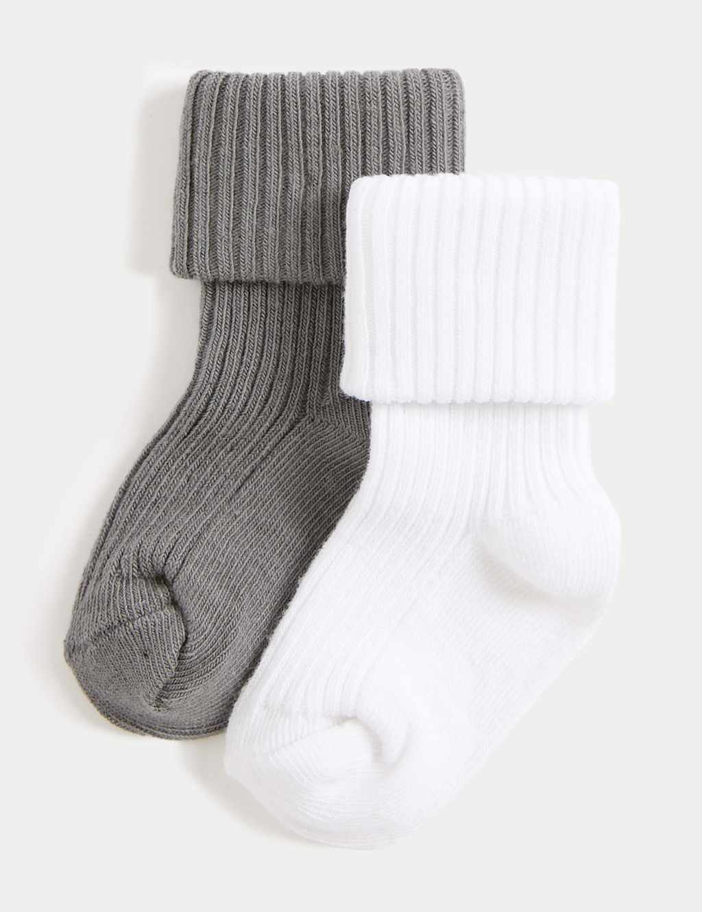 2pk Cotton Rich Ribbed Socks (7lbs-3 Yrs)