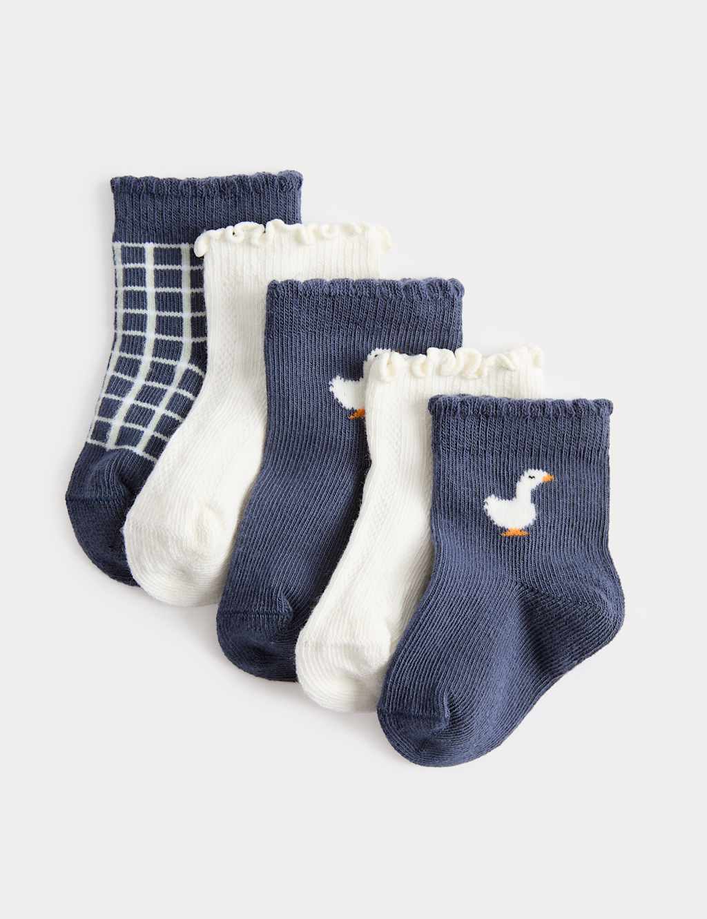 M&S 5 Pack Cotton Rich Baby Socks (0-2 Yrs) - 0-6 - Charcoal Mix