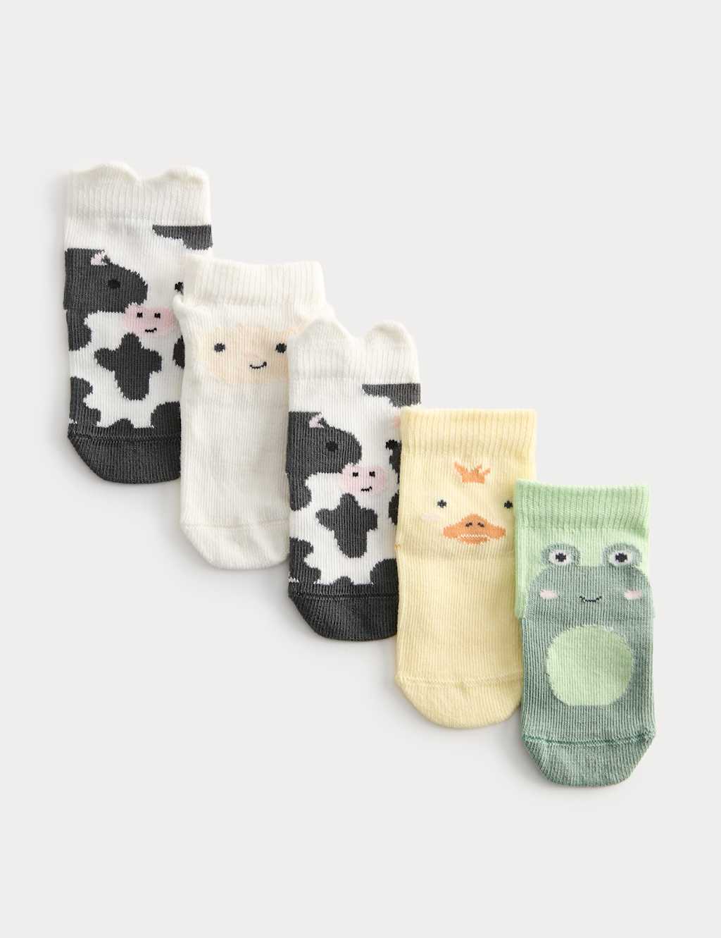 M&S Boys 5 Pack Cotton Rich Animal Socks - Newborn - Multi