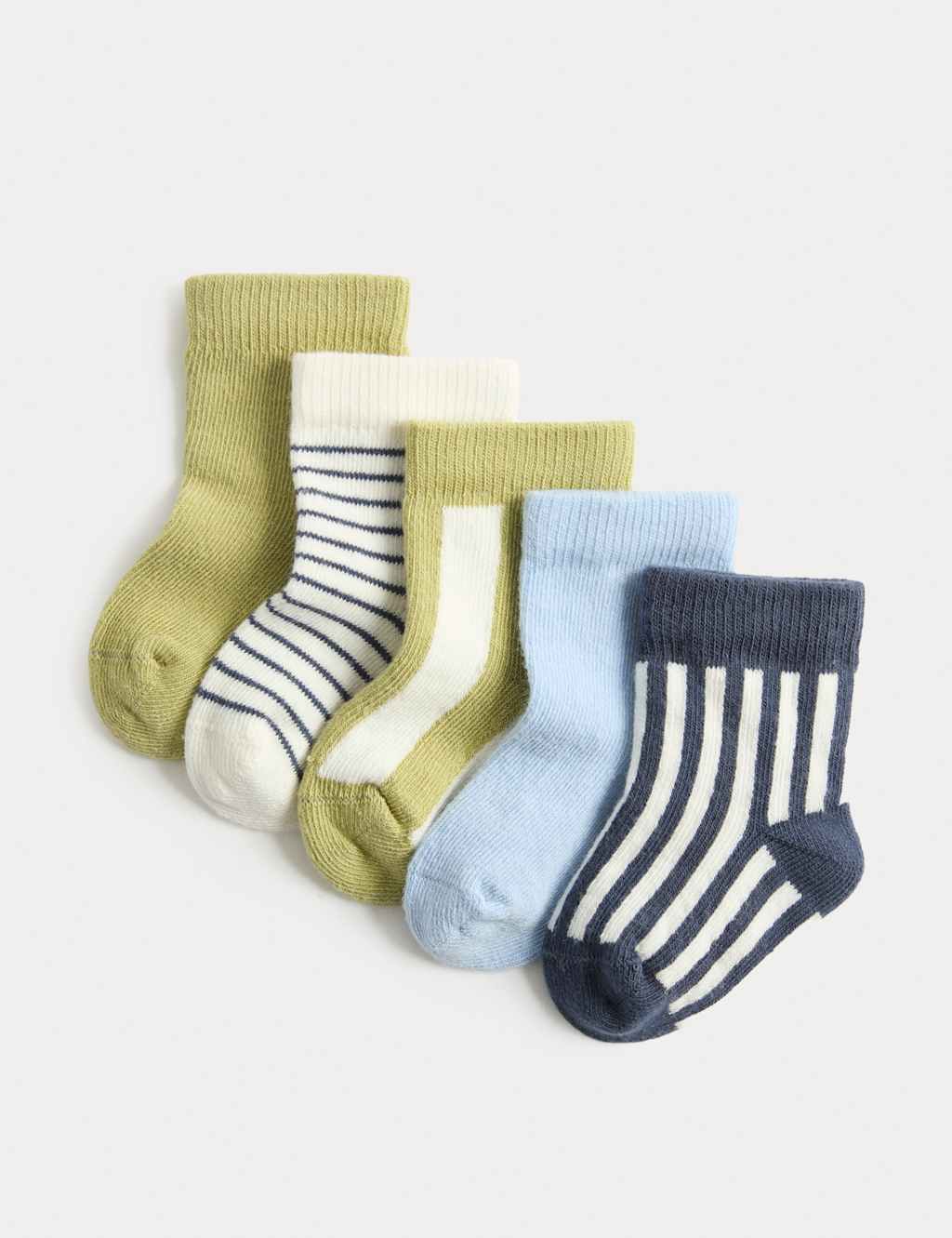M&S 5 Pack Cotton Rich Country Crew Baby Socks - 12-24 - Multi