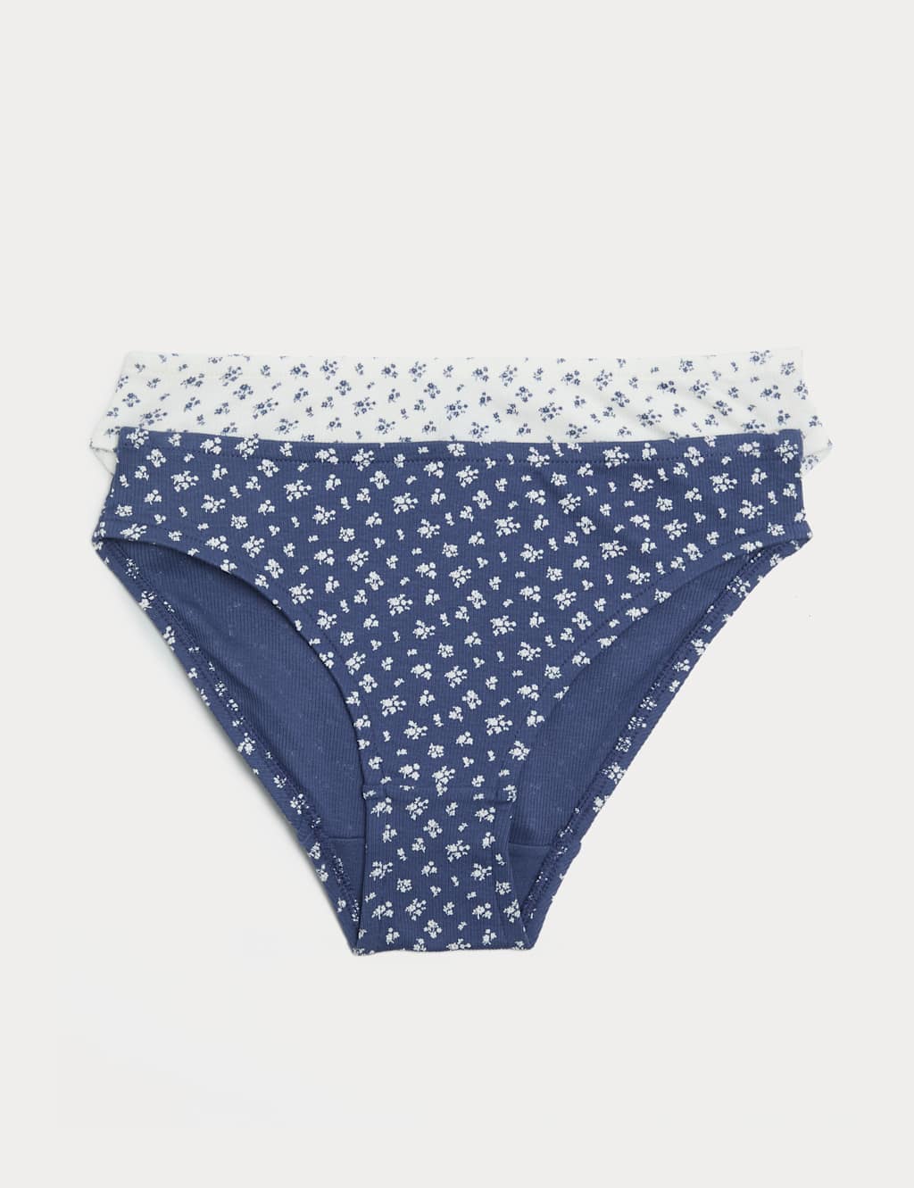 2 Pack Cotton Rich Floral Knickers (7-16 Yrs) Navy Mix