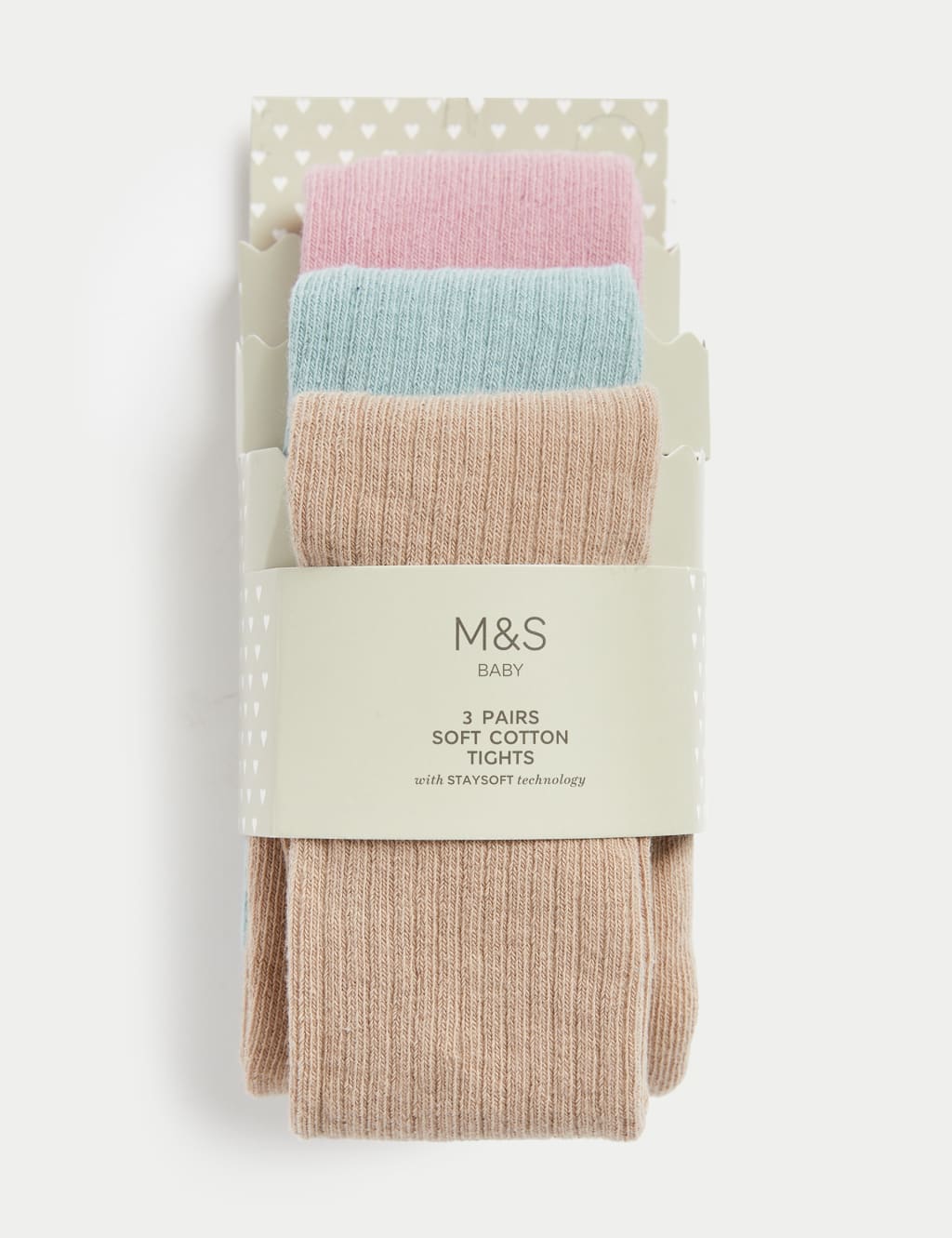 3pk Cotton Rich Ribbed Tights (0-3 Yrs)