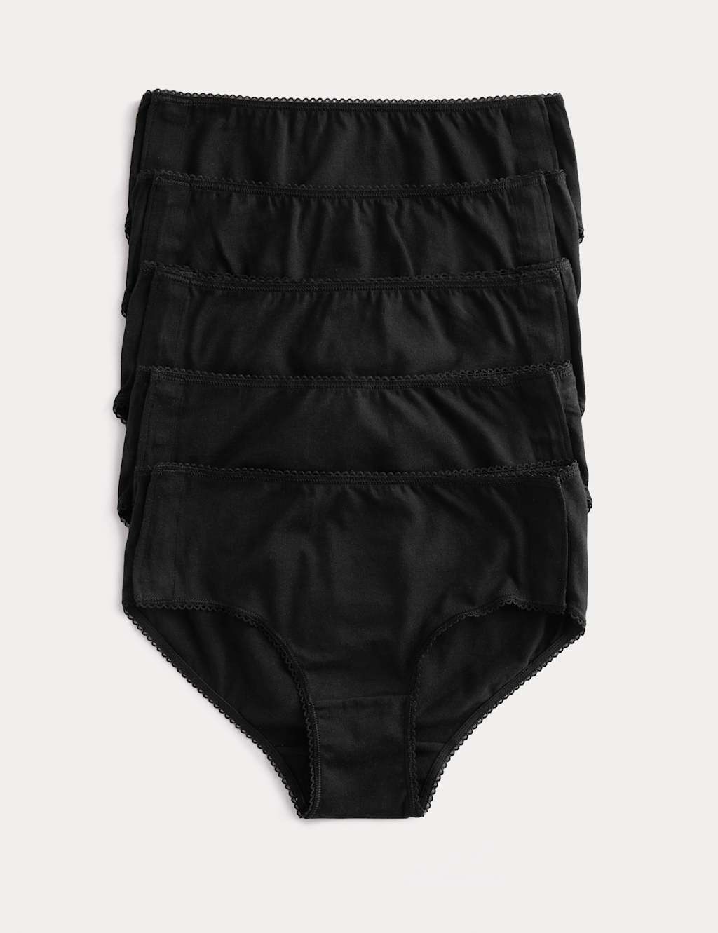M&S Girls 5 Pack Pure Cotton Adaptive Popper Knickers (2-16 Yrs) - 2-3 Years - Black