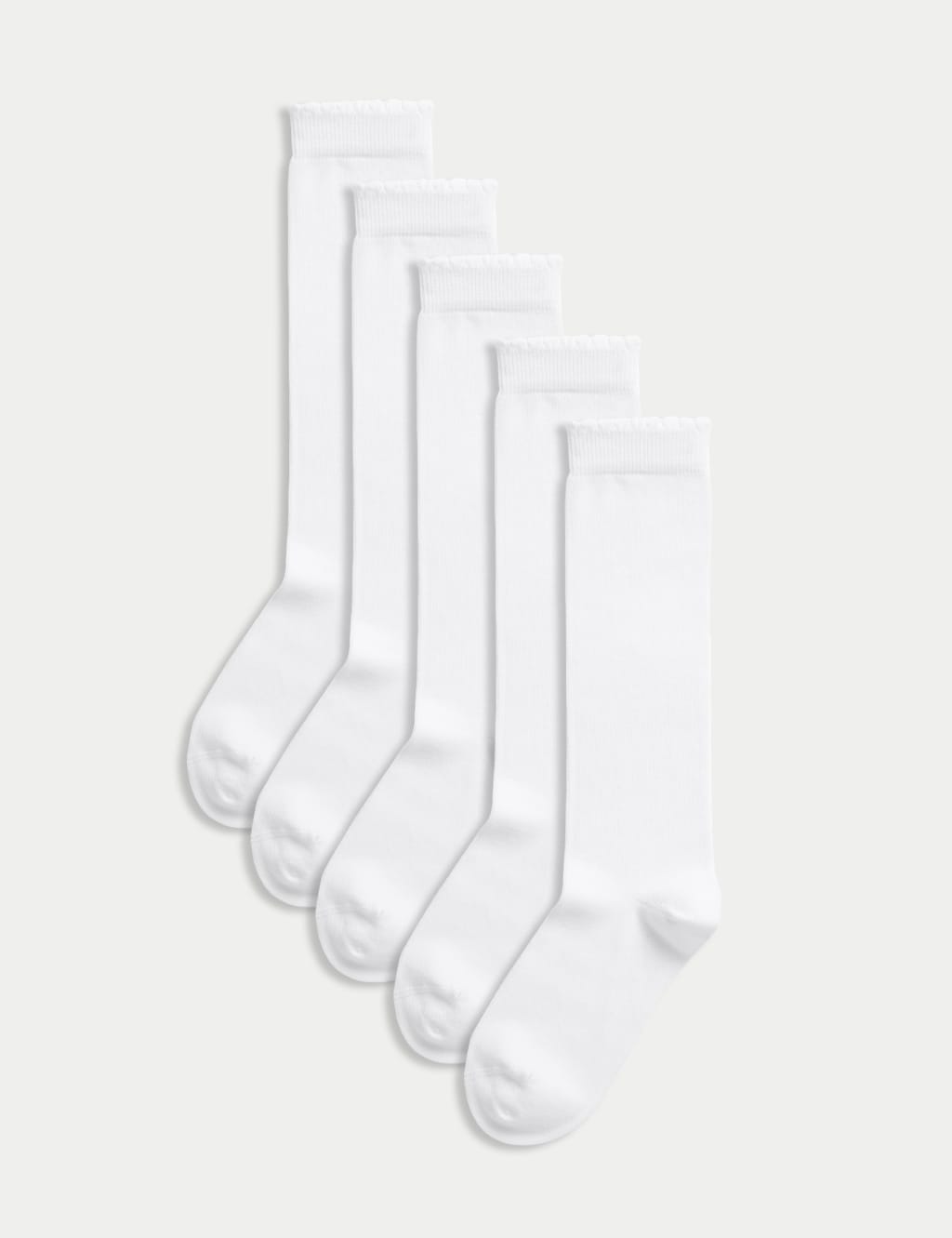 M&S Collection Girls 5pk of Knee High Socks - 12+3+ - White, Black,Grey,Navy,White