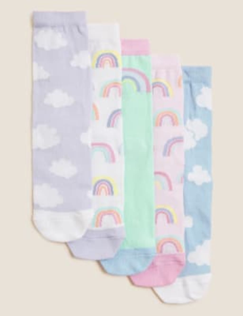 M&S Collection 5pk Cotton Rich Rainbow Socks Multi