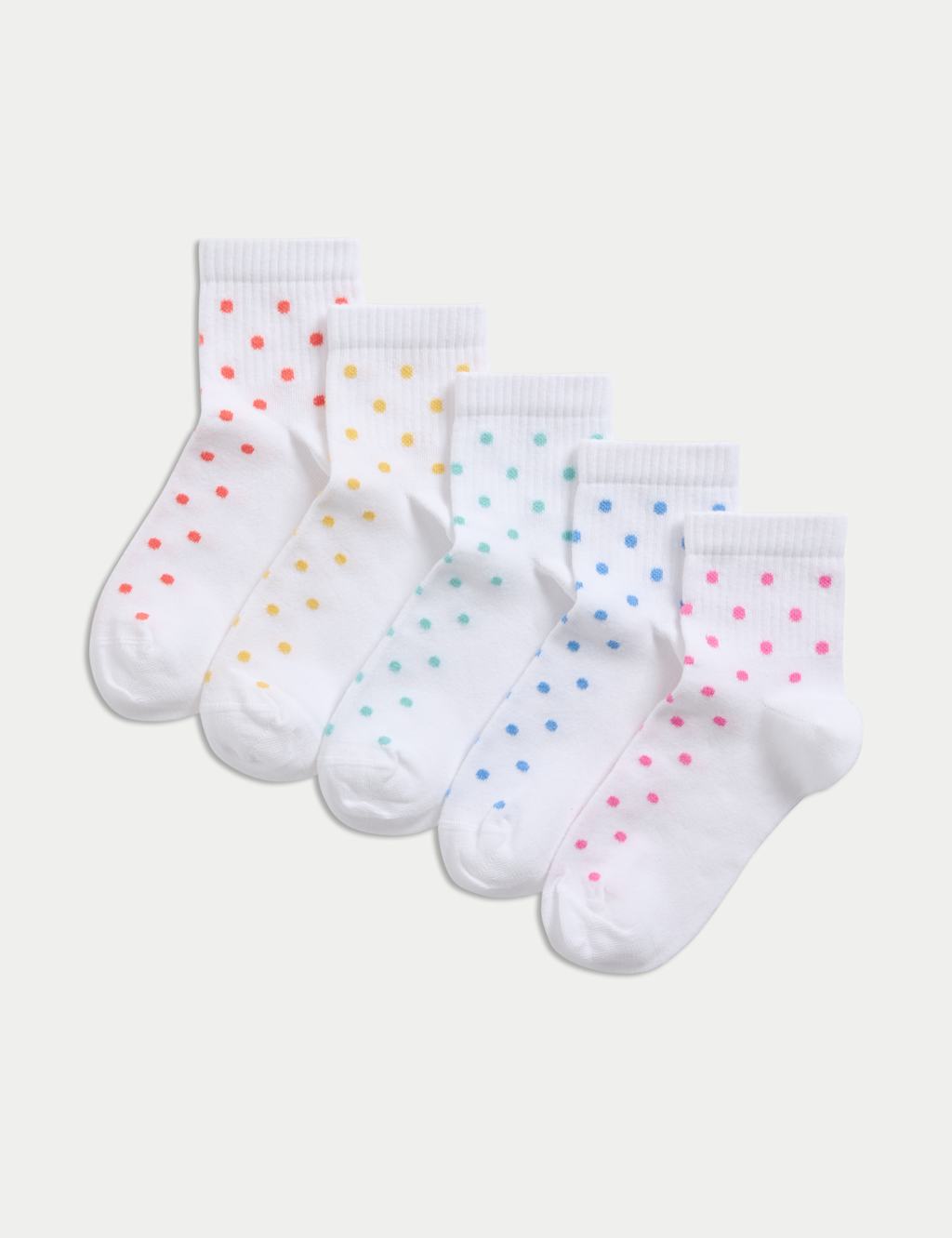 5pk Cotton Rich Spots Socks (6 Small - 7 Large)
