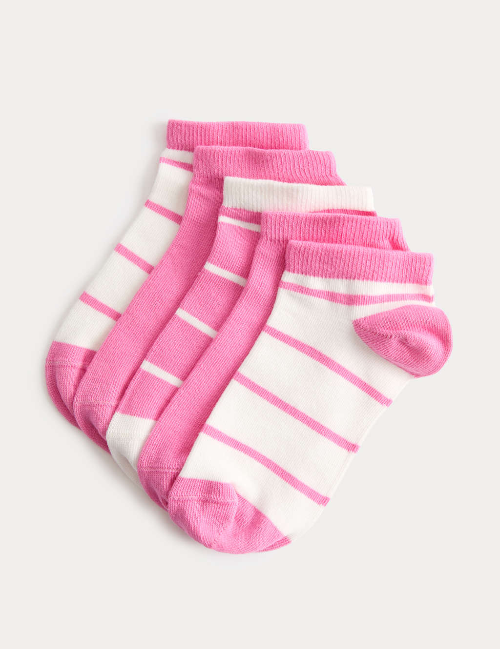 M&S Girls 5 Pack Cotton Rich Striped Trainer Liners (6 Small - 7 Large) - 6-8 ½ - Blue Mix