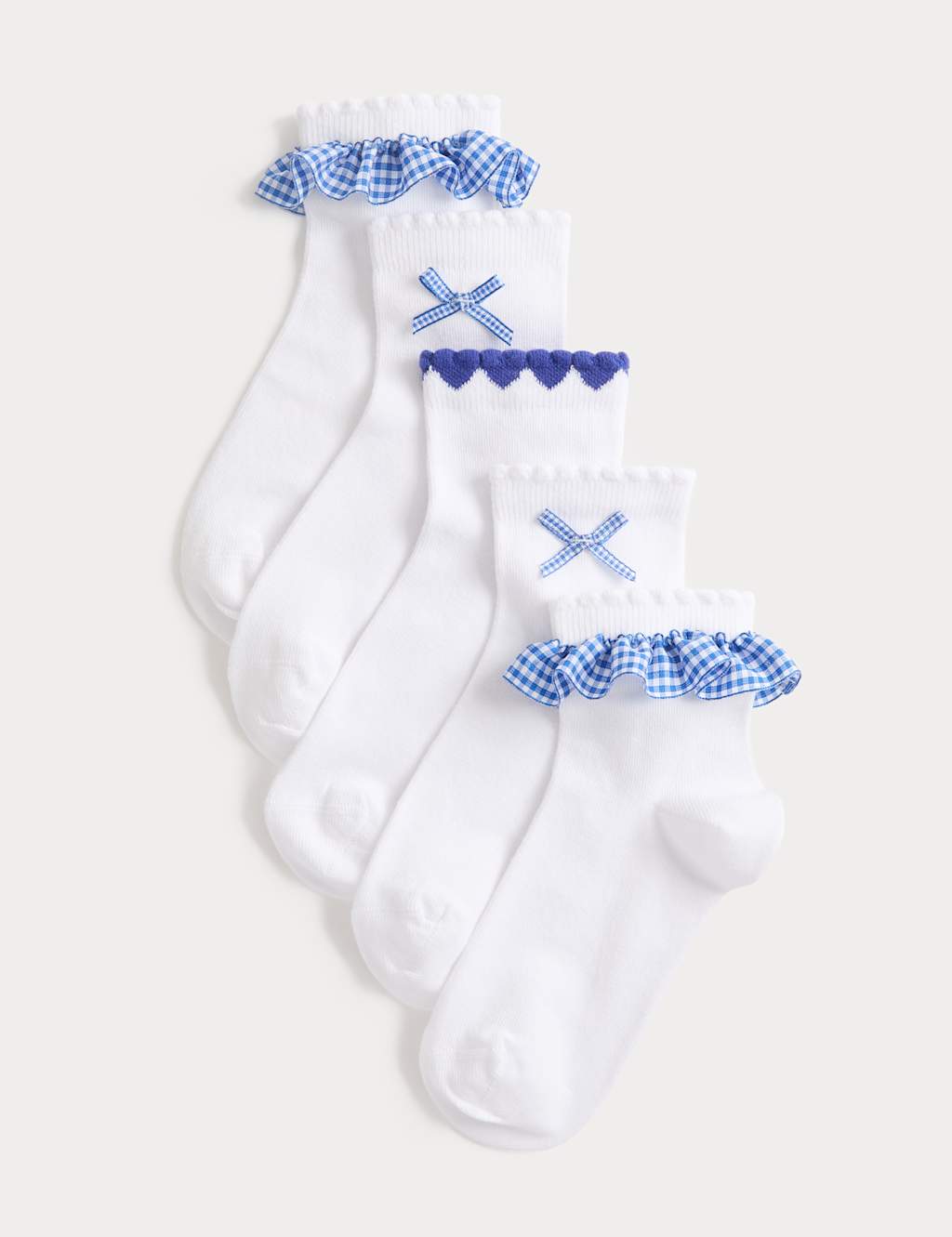 M&S Girls 5 Pack Cotton Rich Socks (6 Small - 7 Large) - 6-8 ½ - Blue Mix