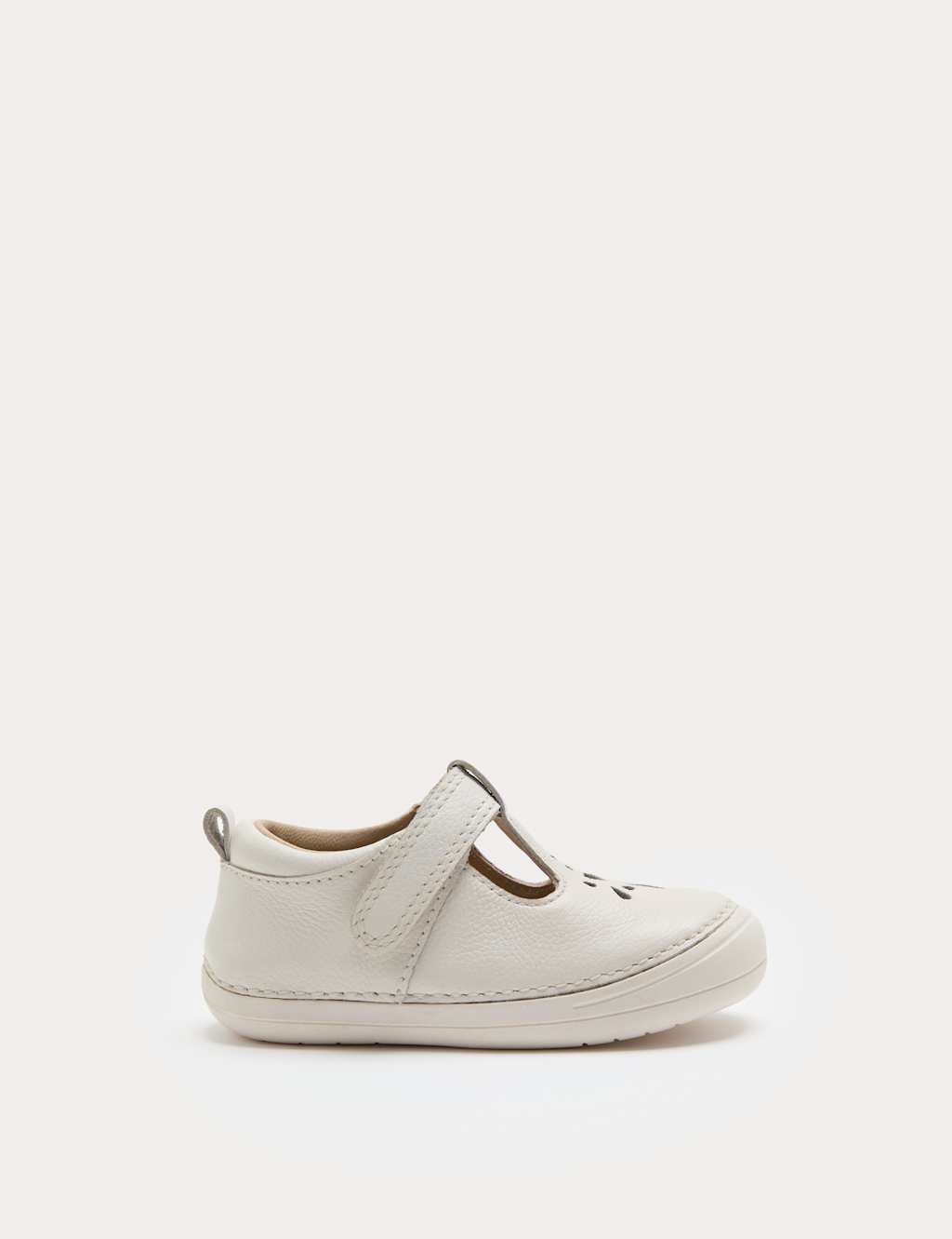 M&S Girls First Walker Leather Heart T Bar Shoes (2 Small - 5 Small) - White