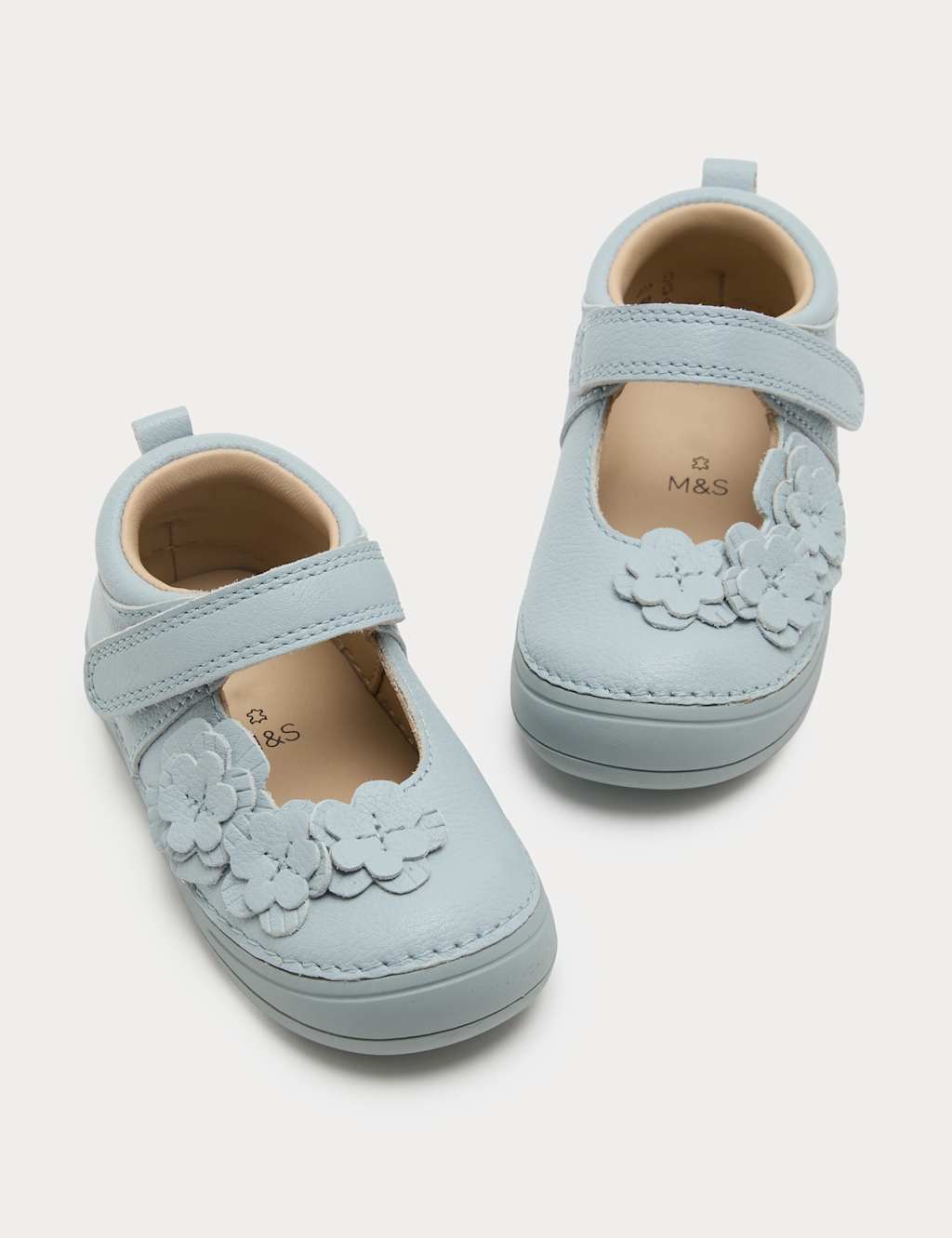 M&S Girls Leather Mary Jane Shoes (2-5 Small) - 2 - Blue