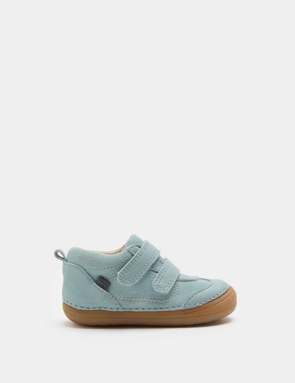 M&S Kids First Walker Suede Riptape Trainers (2-5 Small) - 2 - Blue Mix