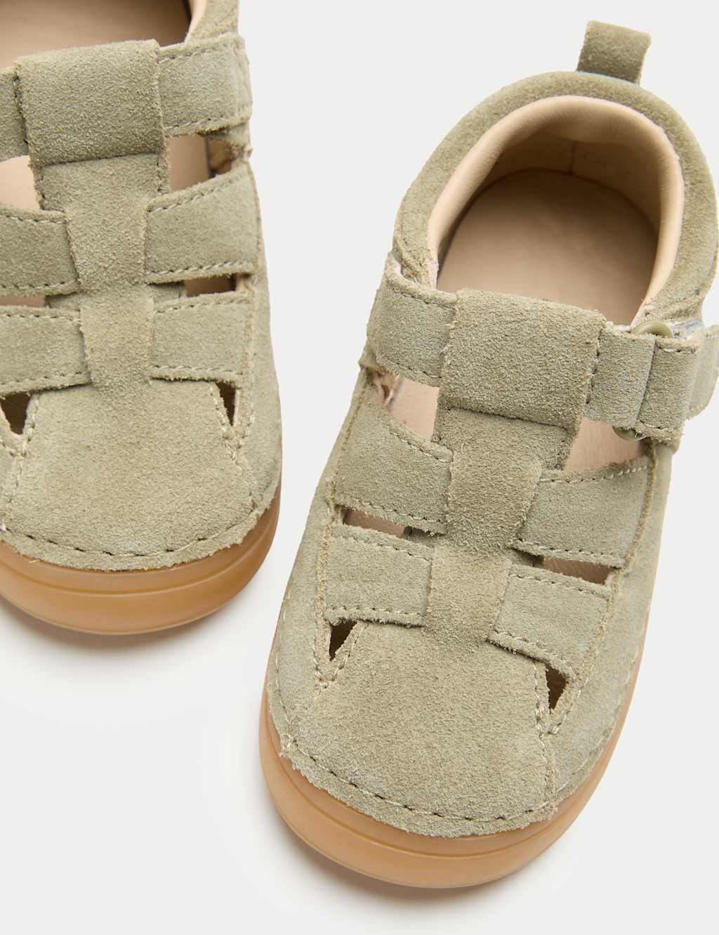 M&S Kids First Walker Suede Fisherman Sandals (2-5 Small) - 4 - Grey