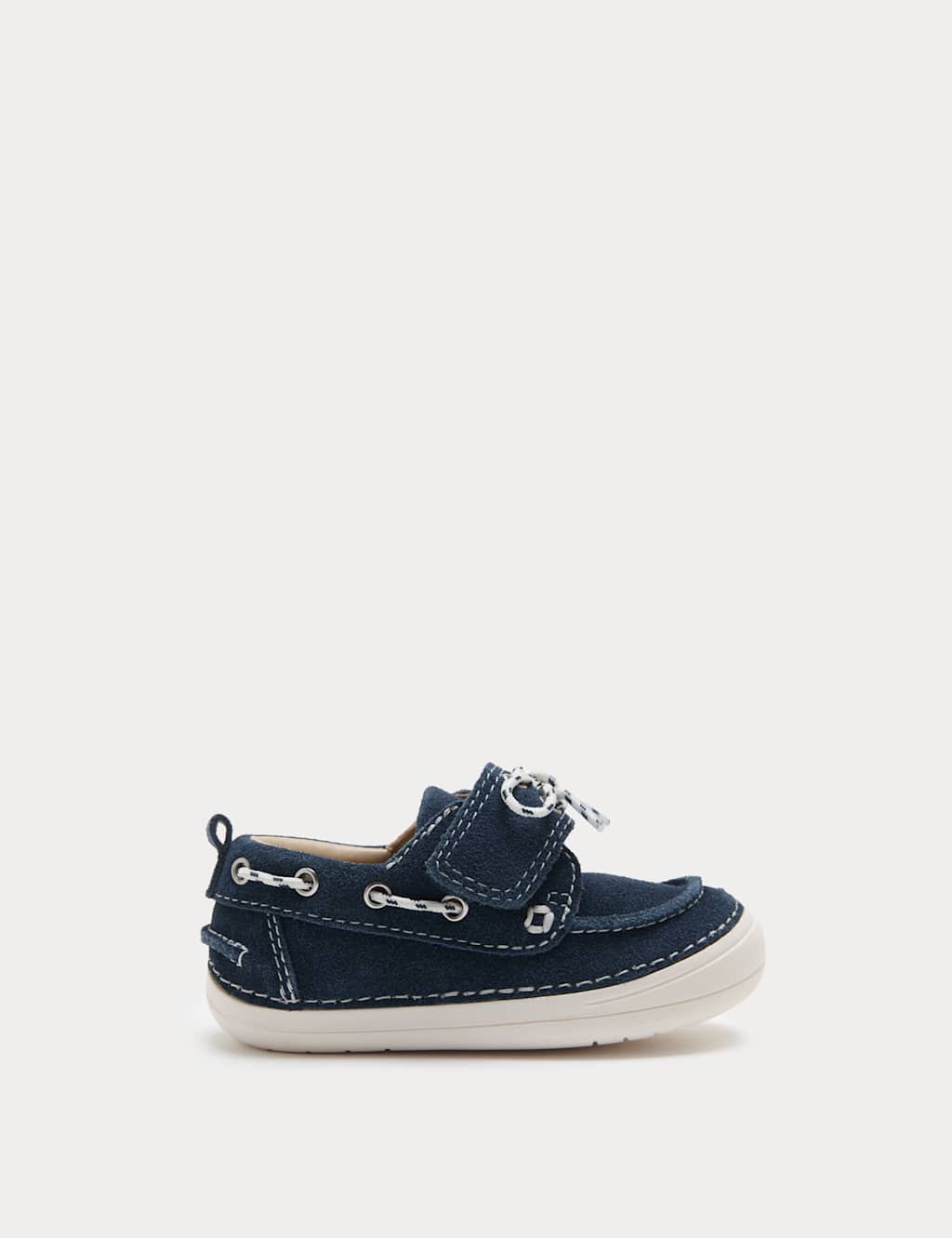 M&S Kids First Walker Suede Boat Shoes (2 Small-5 Small) - 3 - Navy